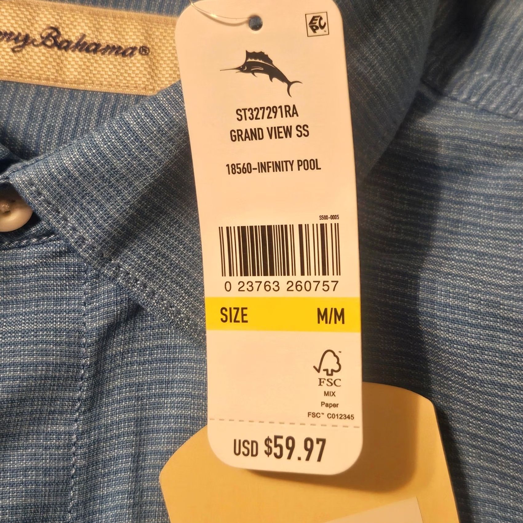 Tommy Bahama Tommy Bahama Shirt Blue Short Sleeve Tencel Medium Grand View Infinity Pool Size US L / EU 52-54 / 3 - 5 Thumbnail