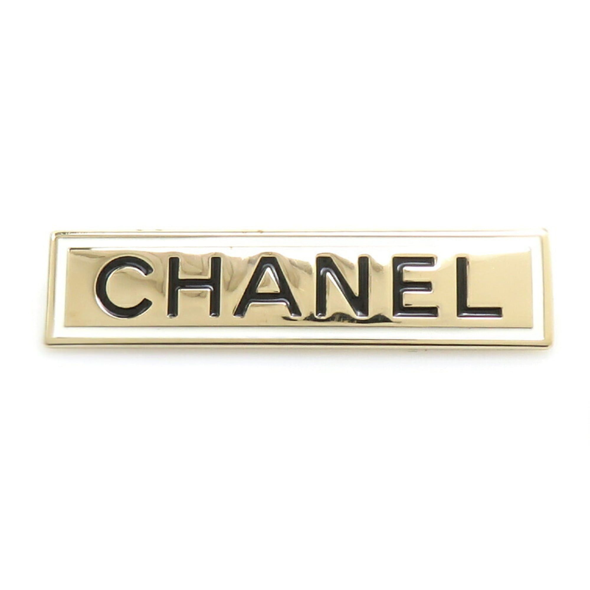Chanel CHANEL Brooch, Metal/Enamel, Light Gold/Black/White, Women's, e61413i Size ONE SIZE - 1 Thumbnail