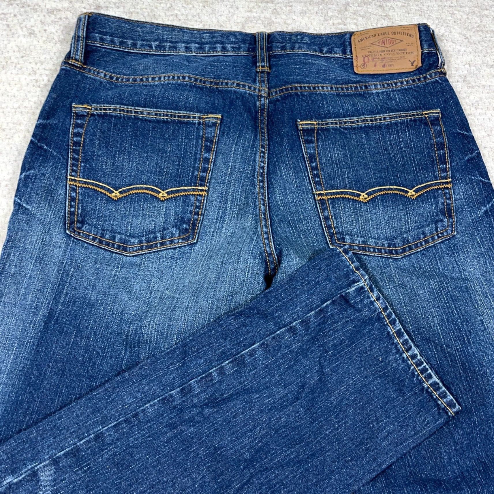 American Eagle Outfitters VINTAGE American Eagle Jeans Men Slim Fit 33x30 Straight Dark Wash Blue 5-Pocket Denim Jeans Mens Size US 33 - 3 Thumbnail