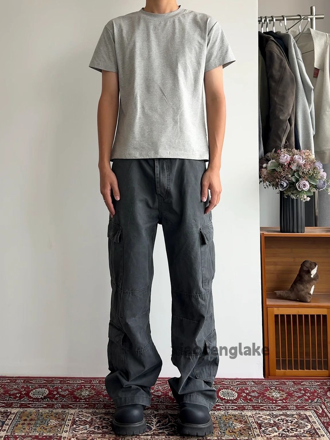 Vintage Utility punk yuppie faded loose baggy flared cargo pants Size US 34 / EU 50 - 4 Thumbnail