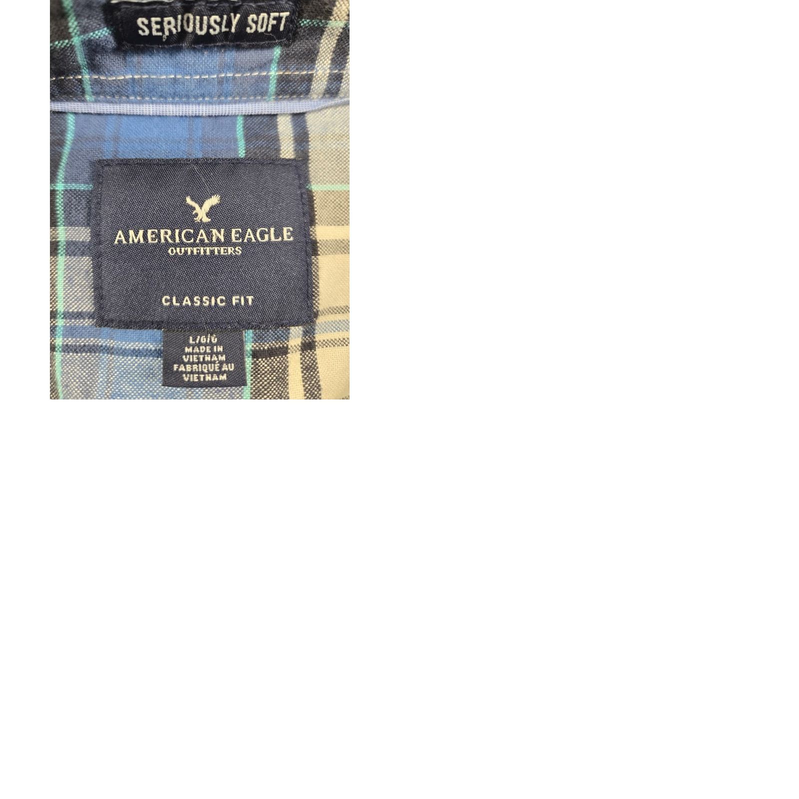 American Eagle Outfitters VINTAGE American Eagle Shirt Mens Large Blue Plaid Long Sleeve Button-Up Seriously Soft Size US L / EU 52-54 / 3 - 9 Thumbnail