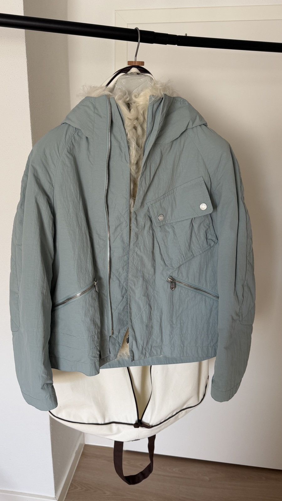 Hermes $20,000 FW22 Mens Runway 2 in 1 Ice Blue Lamb Fur Jacket Size US M / EU 48-50 / 2 - 5 Thumbnail