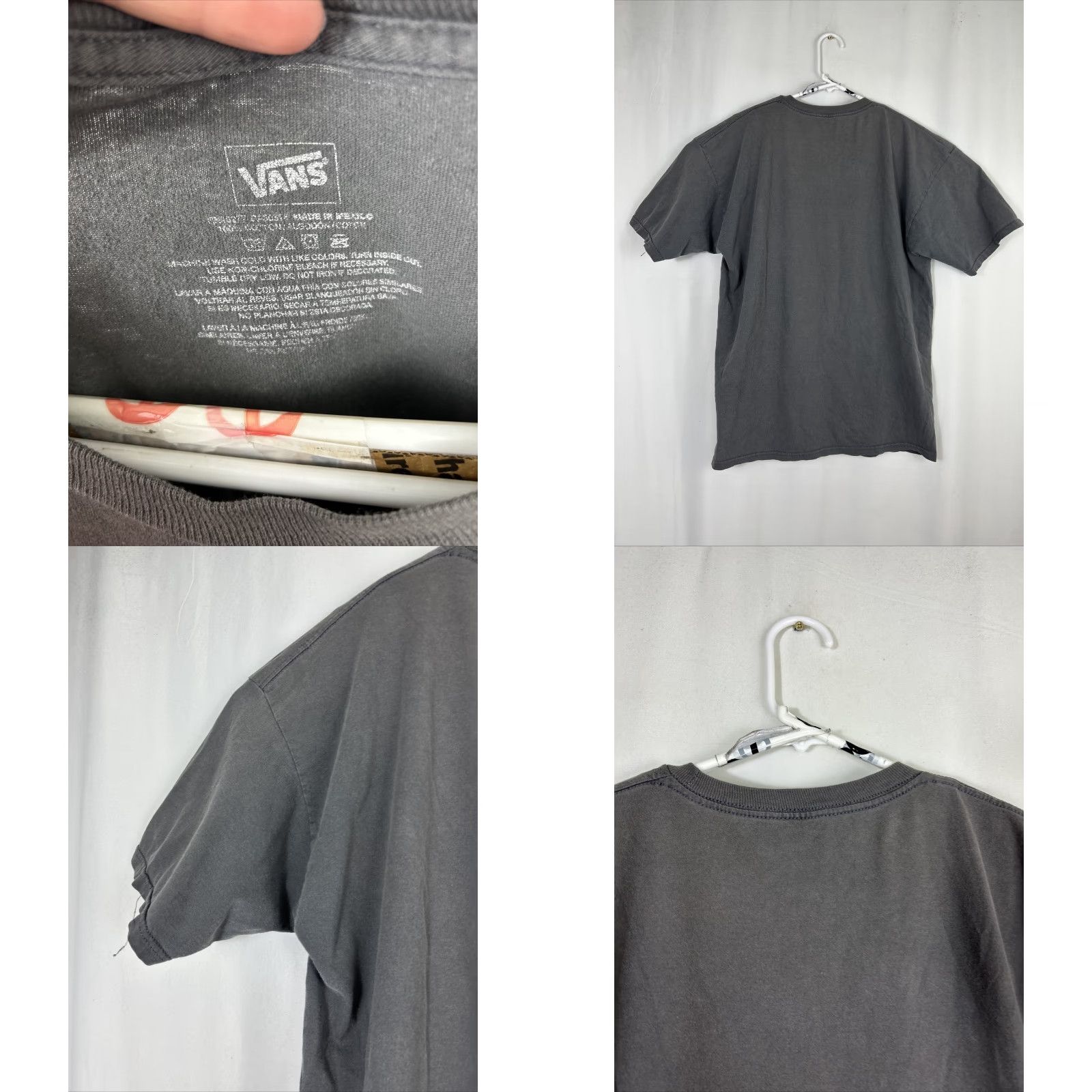Vans Vanns Mens Large Short Sleeve T Shirt Gray Green Checkered Holes Size US L / EU 52-54 / 3 - 8 Thumbnail