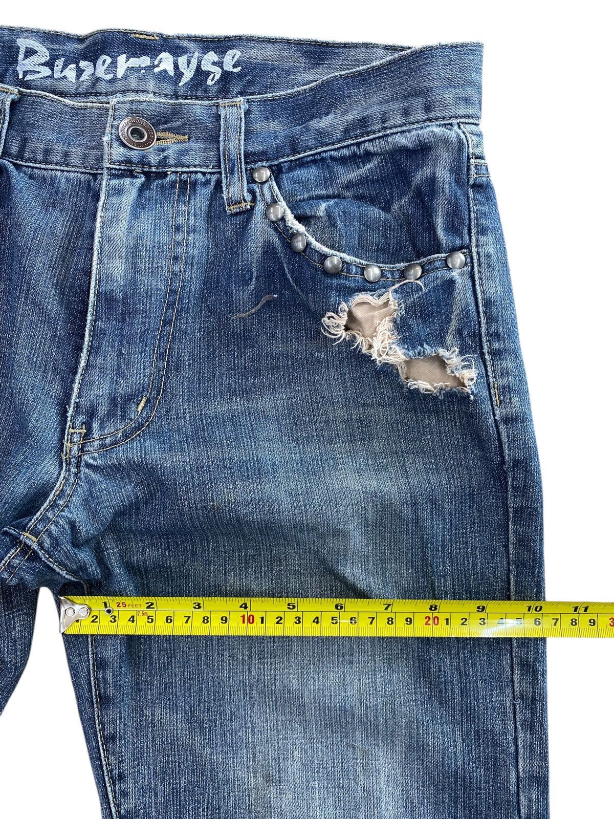 Japanese Brand Buzerayse Studded Distressed Faded Wide Leg Jeans Size US 30 / EU 46 - 8 Thumbnail