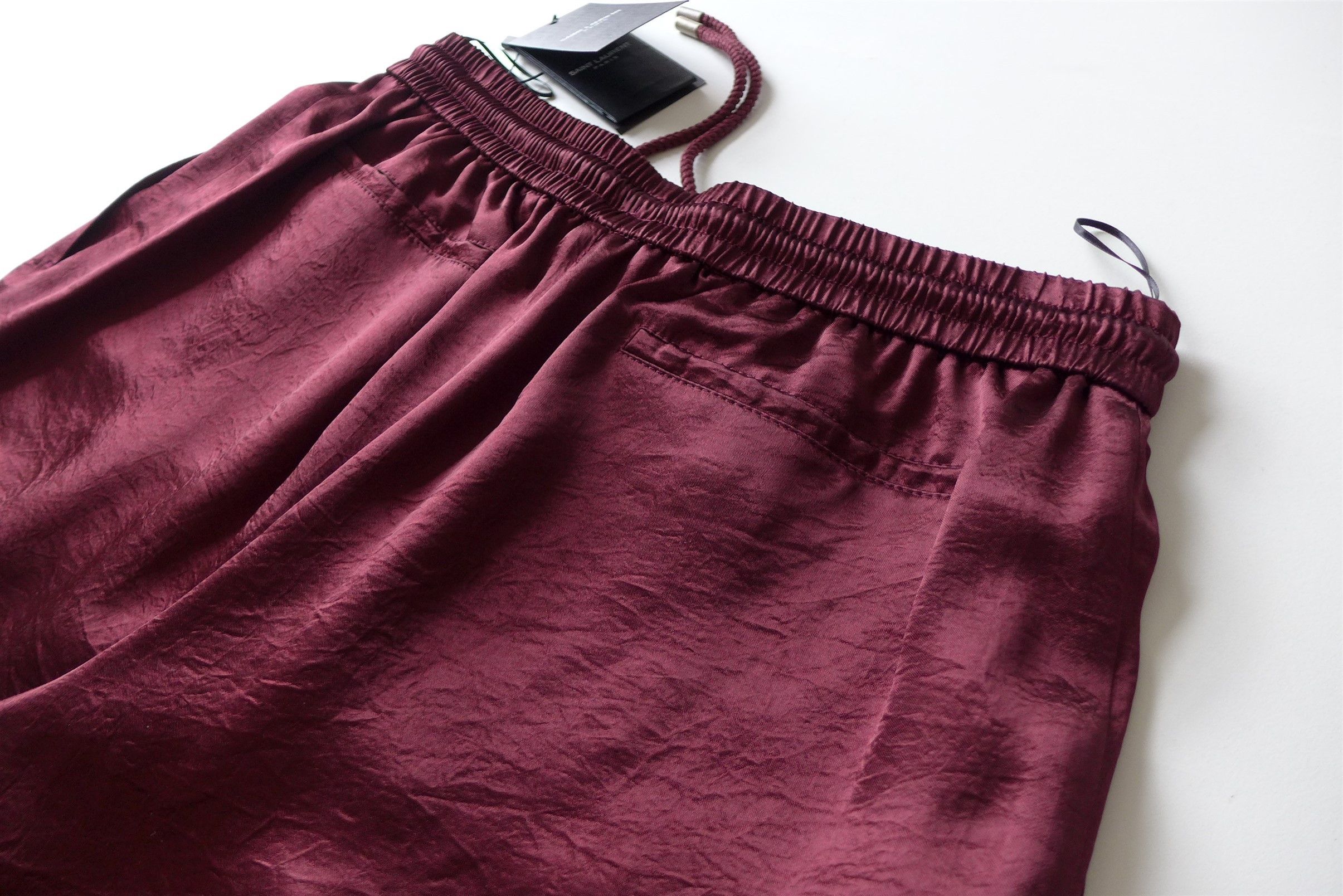 Saint Laurent Paris Saint Laurent Drawstring Track Pants - Burgundy Satin Size US 34 / EU 50 - 14 Thumbnail