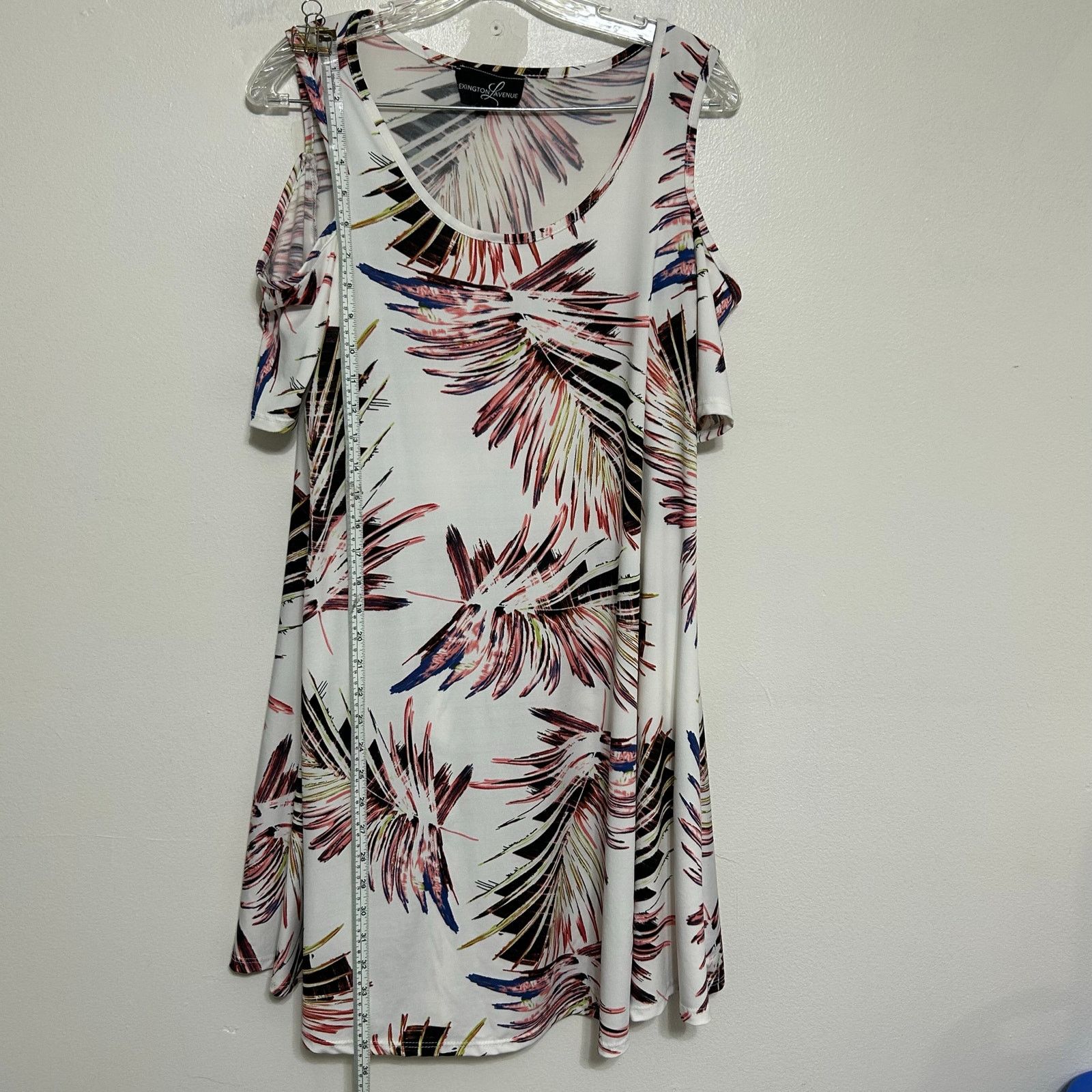 Other Lexington Avenue Tropical Palm Cold Shoulder Dress 1X Size XXL / US 16-18 / IT 52-54 - 3 Thumbnail
