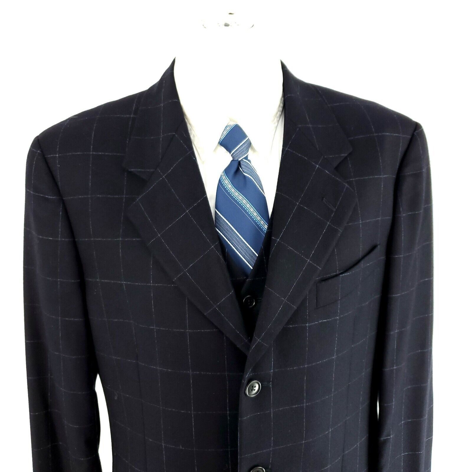 Valentino Valentino Flannel Wool Cashmere 3 Button Sport Coat W/ Vest Size 42L - 1 Thumbnail