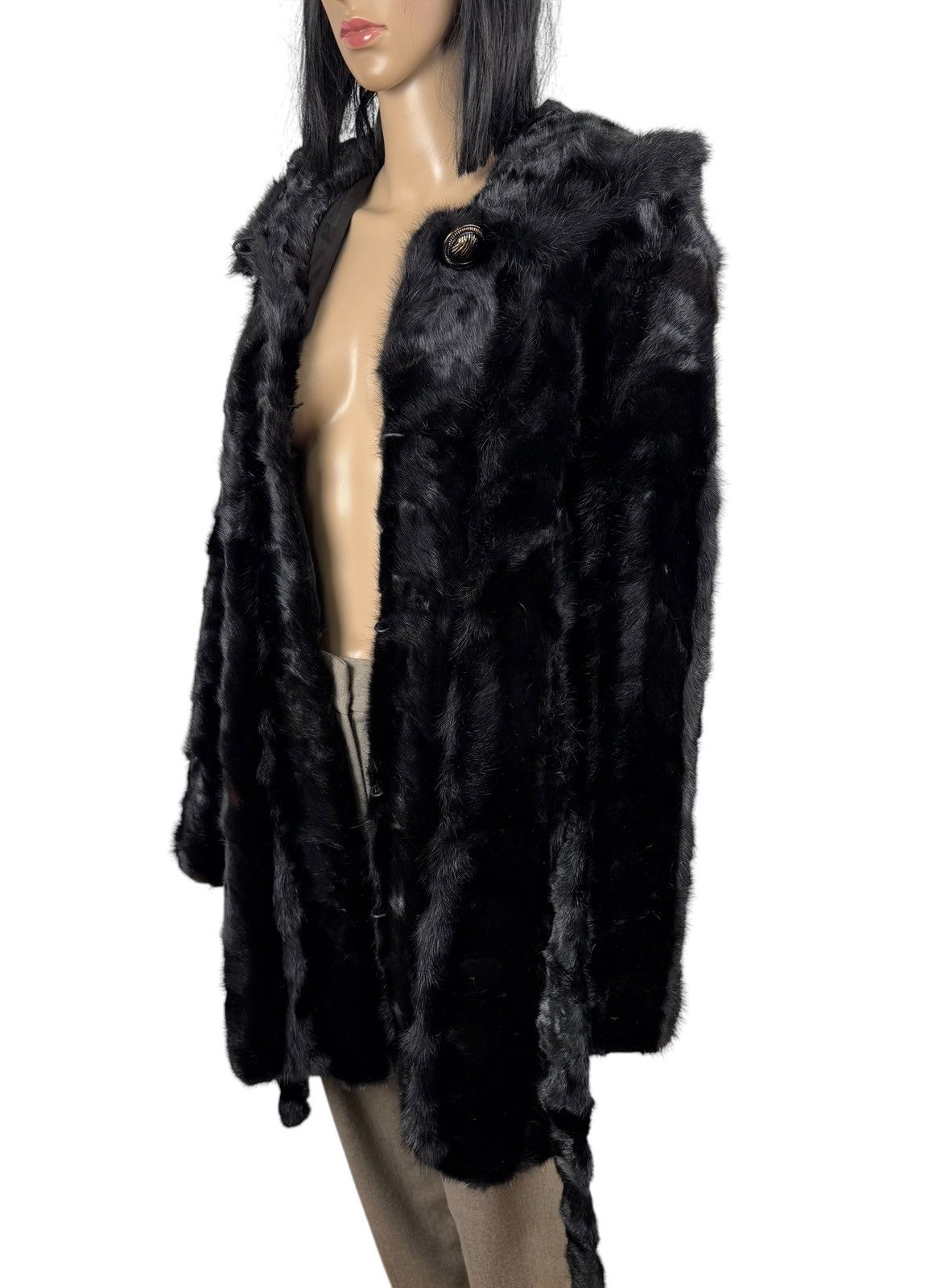 Designer Real Mink Fur Coat Hooded Belted size XS Size XS / US 0-2 / IT 36-38 - 11 Thumbnail