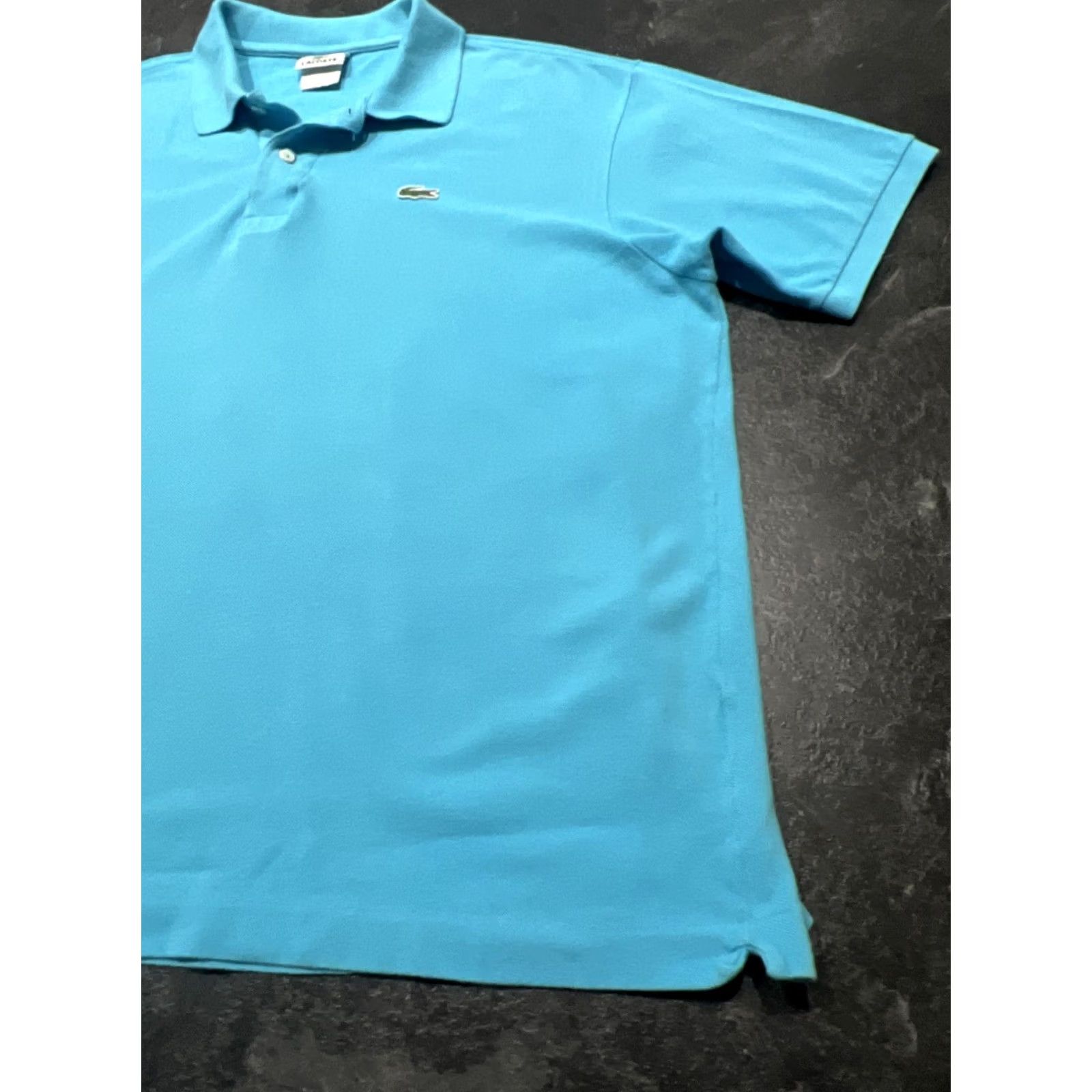 Lacoste VINTAGE Lacoste Polo Shirt XL Aqua Blue Short Sleeve Collared Button-Up Sports Men G Size US XL / EU 56 / 4 - 2 Thumbnail