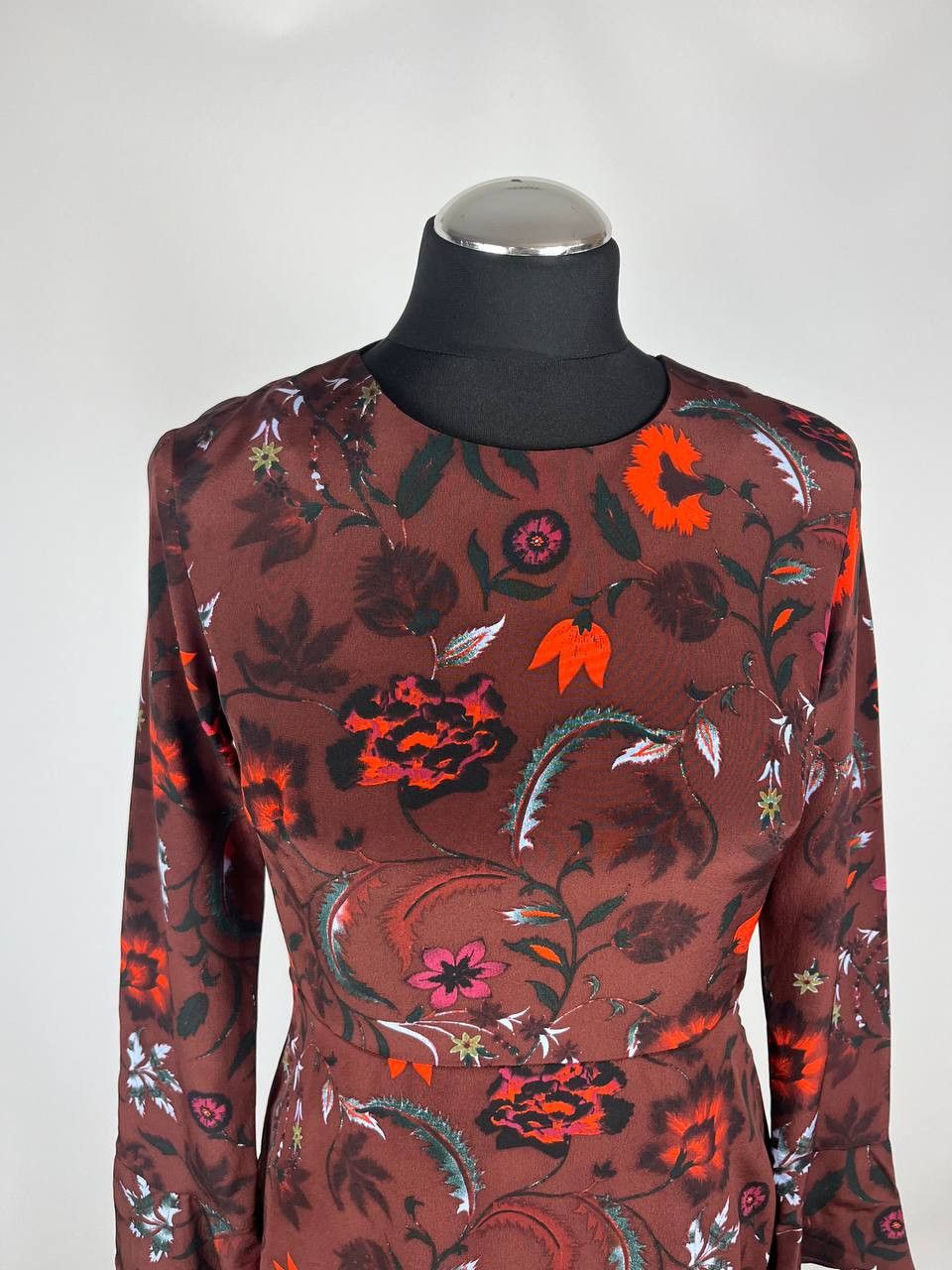 Designer × Sandro Sandro 100% Silk Dress Floral Print Bell Sleeves (0463) Size XS / US 0-2 / IT 36-38 - 4 Thumbnail