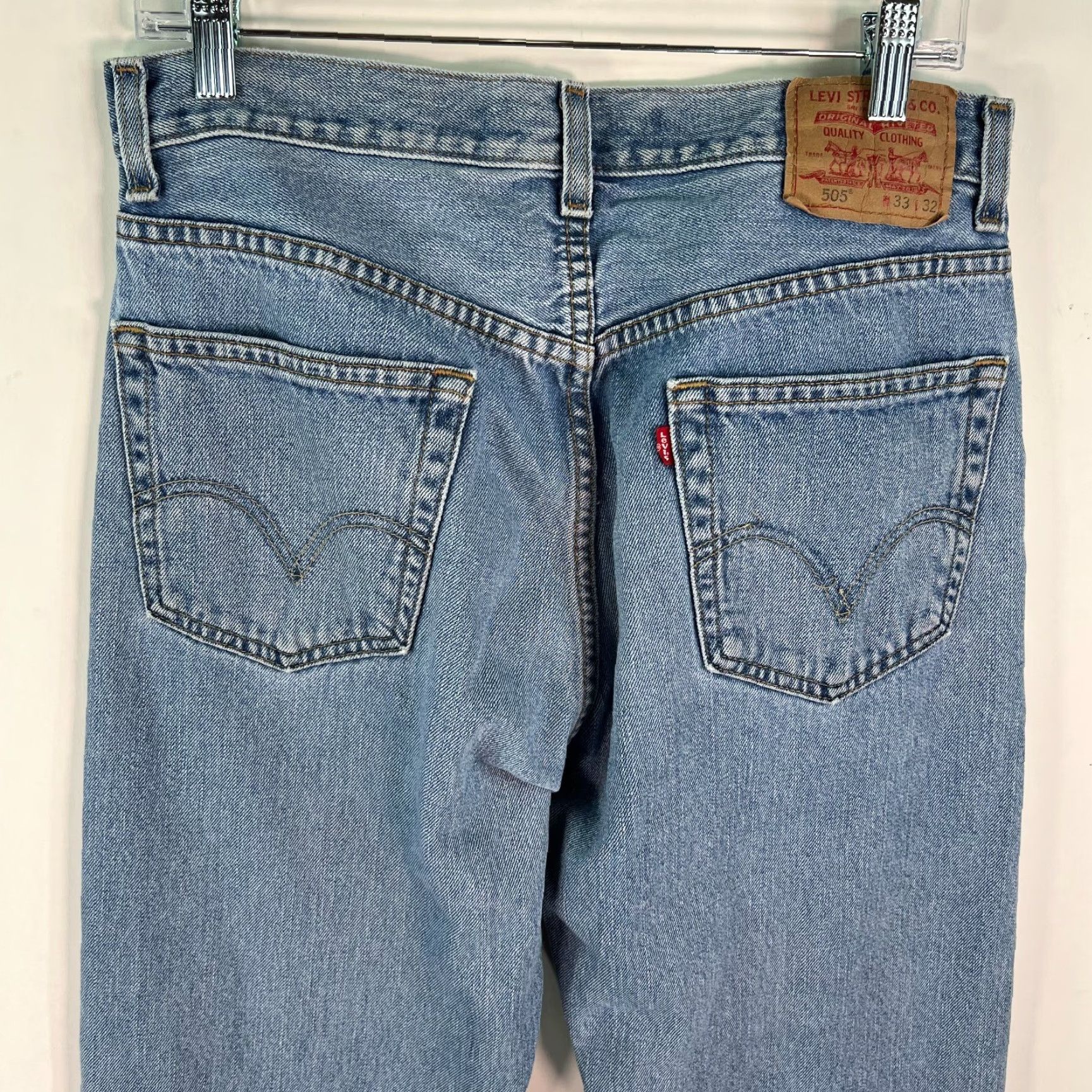 Levi's Levi's 505 Mens Denim Flat Front Straight Leg Regular Fit Blue Jeans Size 33X32 Size US 32 / EU 48 - 4 Thumbnail