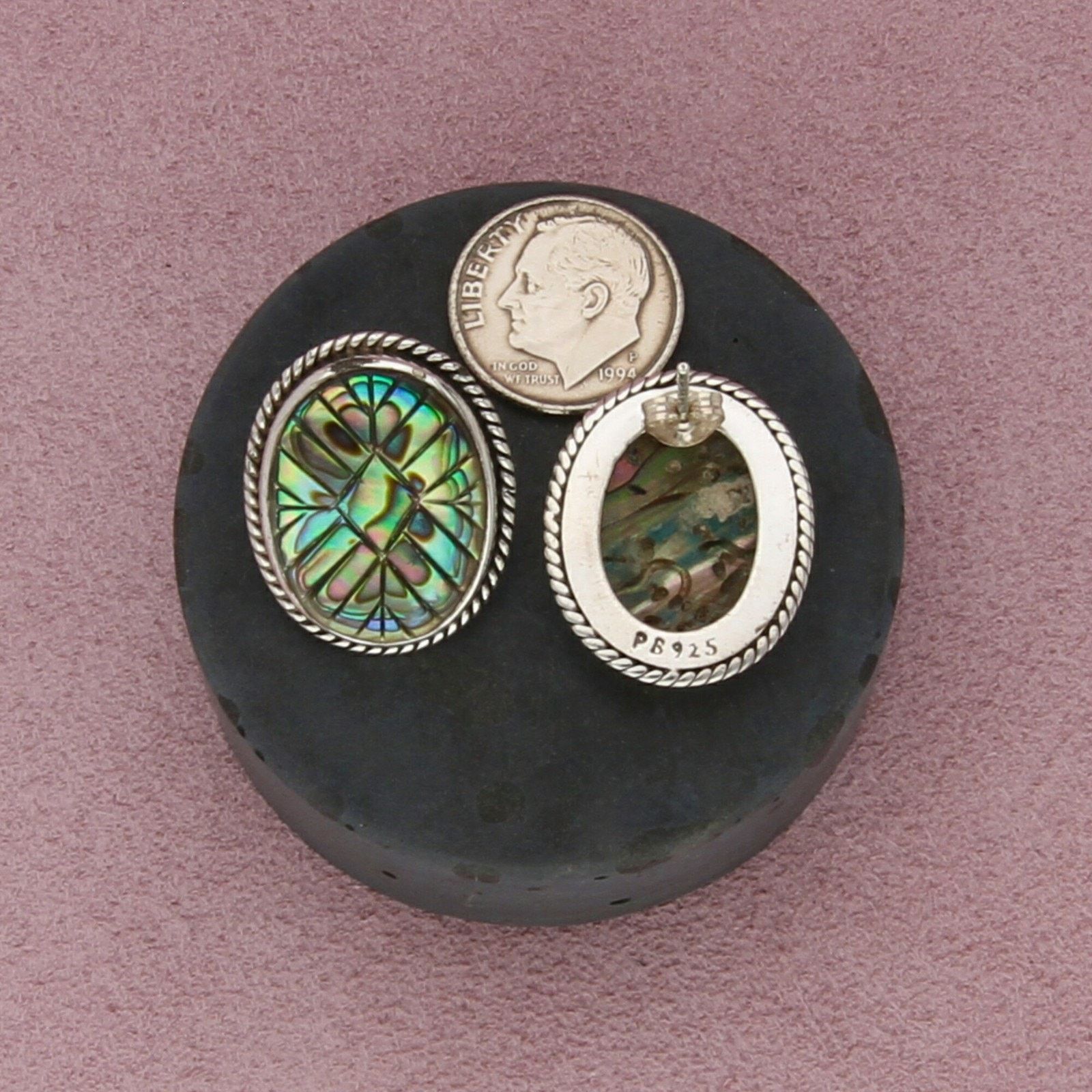 Sterling Silver peyote bird sterling silver carved abalone post earrings Size ONE SIZE - 3 Thumbnail