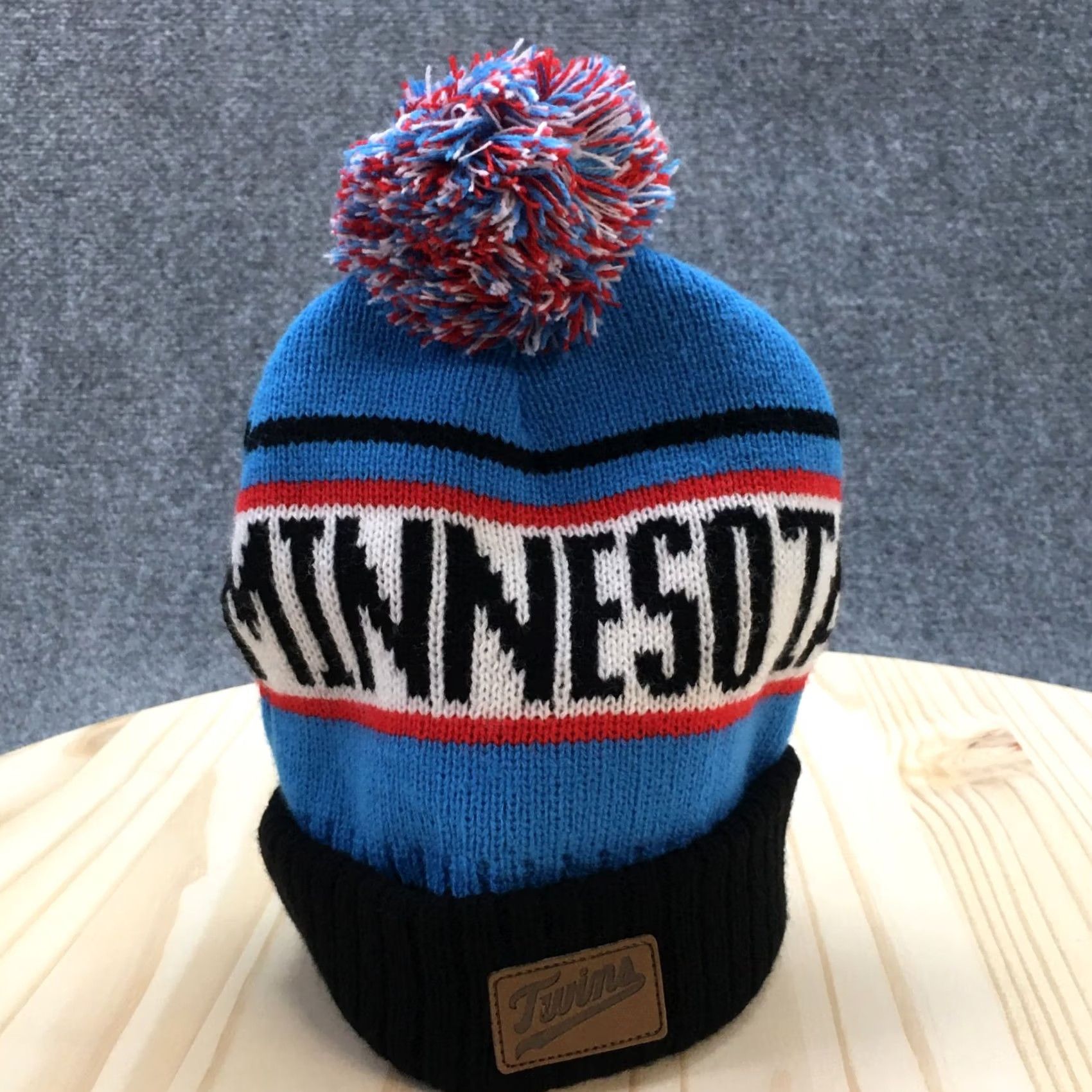 Twins Minnesota Twins Pompom Beanie Hat Mens Blue Red OS Cuff Knitted Caribou Coffee Size ONE SIZE - 5 Thumbnail