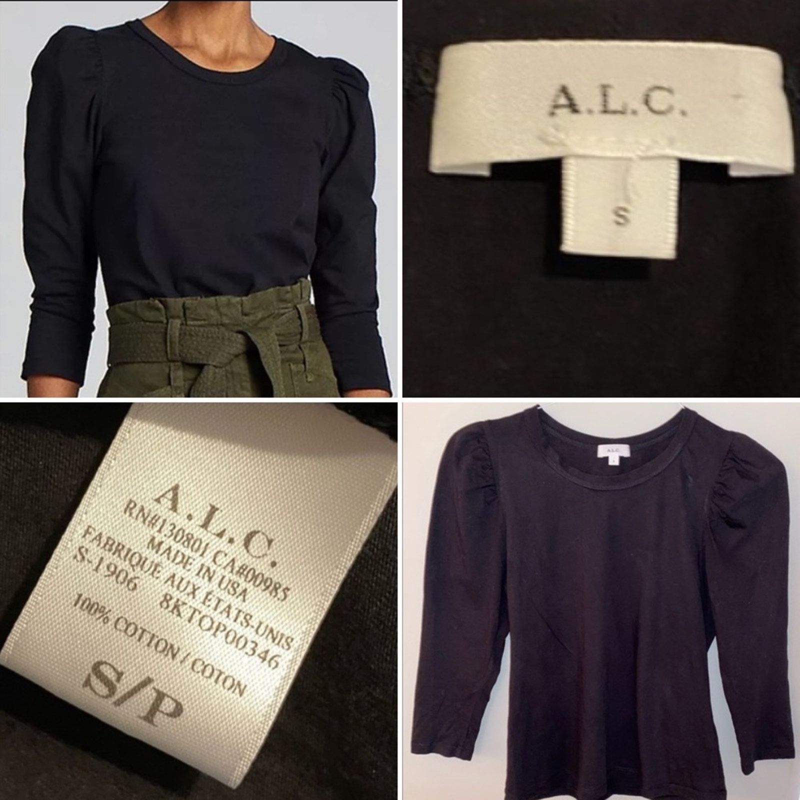 A.L.C. A.L.C. $195 Sold Out Karlie Puff-Sleeve Tee in Black Small Size S / US 4 / IT 40 - 1 Thumbnail