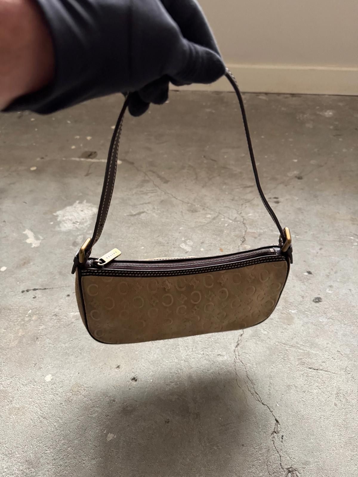 Celine Celine Macadam Suede Shoulder Bag Beige/Brown Size ONE SIZE - 6 Thumbnail