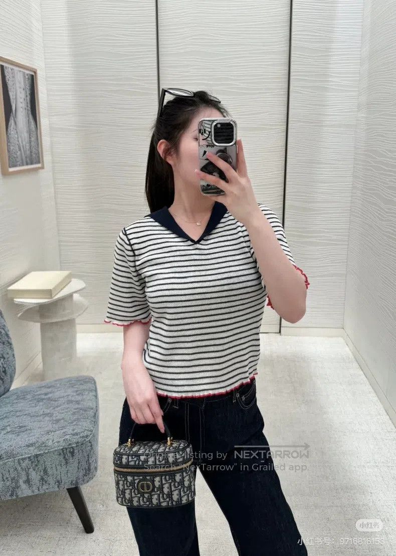 Dior Dior 24 autumn and winter new striped navy collar knitted Size XS / US 0-2 / IT 36-38 - 7 Thumbnail