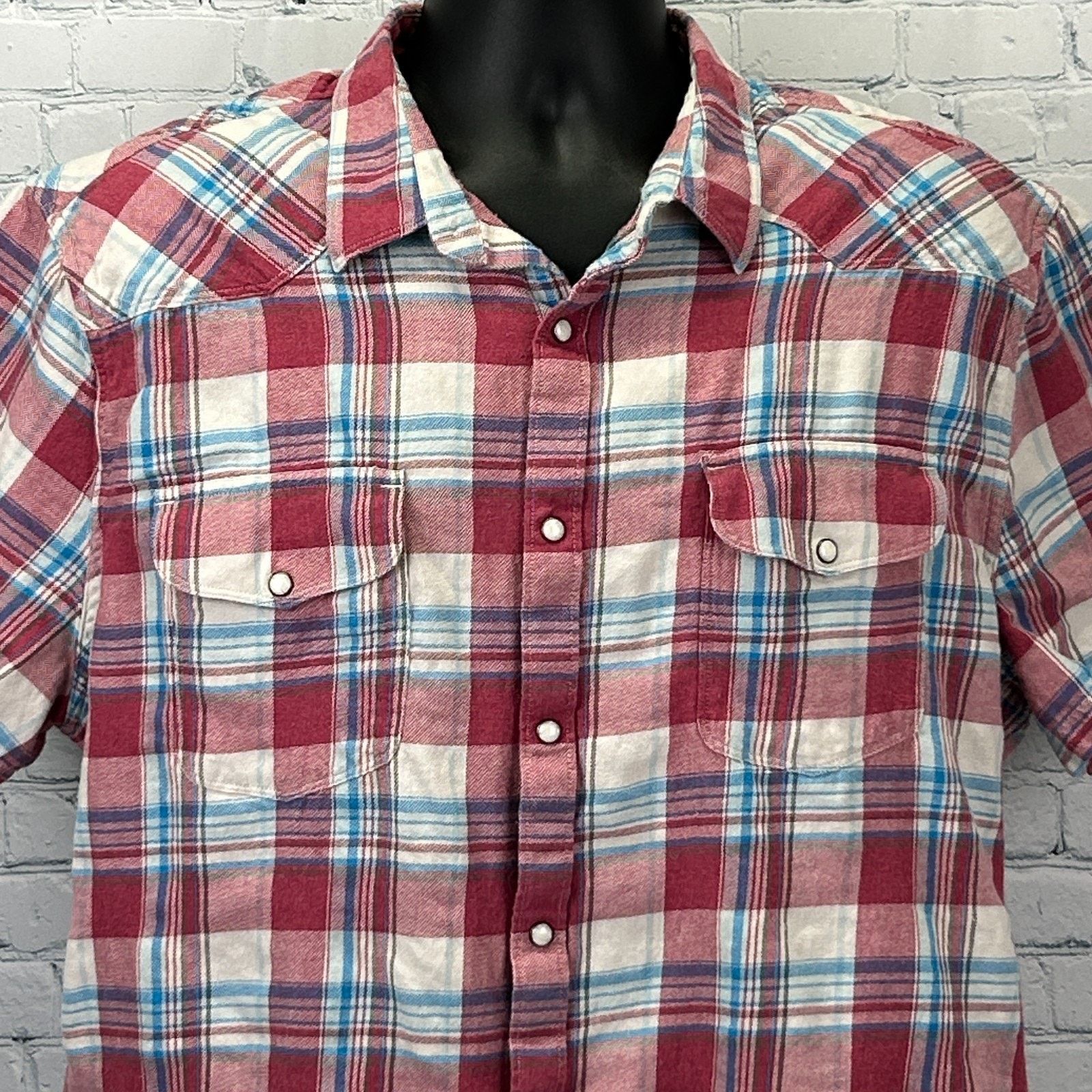 Lucky Brand Lucky Brand Pearl Snap Button Front Shirt Red Plaid 2XL XXL Size US XXL / EU 58 / 5 - 1 Thumbnail