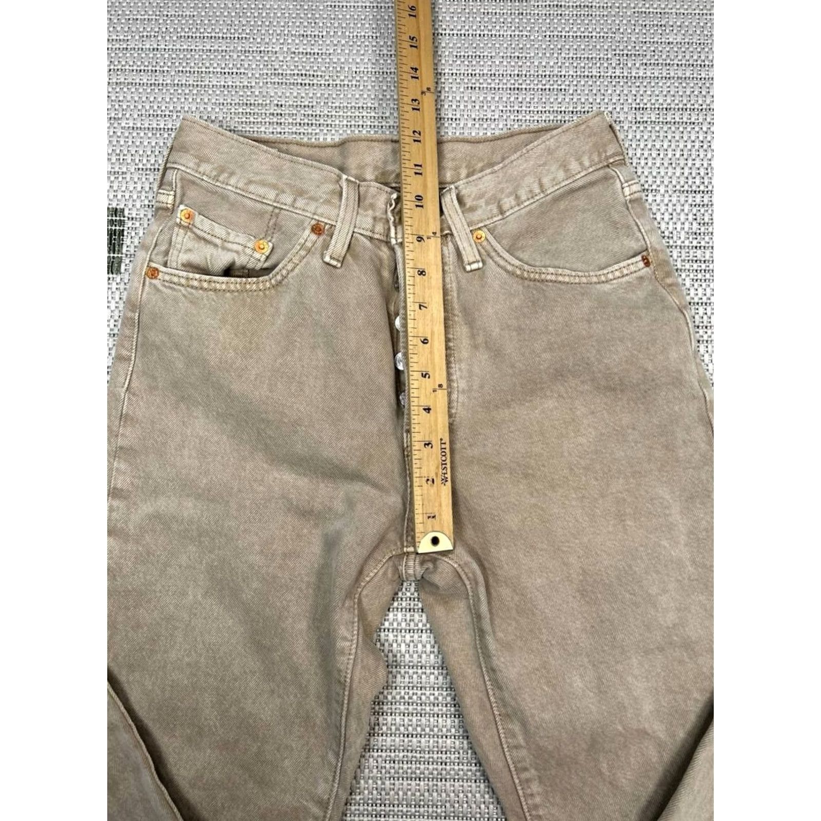 Levi's Levi'S 501 Jeans Womens 27 Beige Denim Classic Fit Acid Wash Logo Cotton 26x29 Size 27" / US 4 / IT 40 - 5 Thumbnail