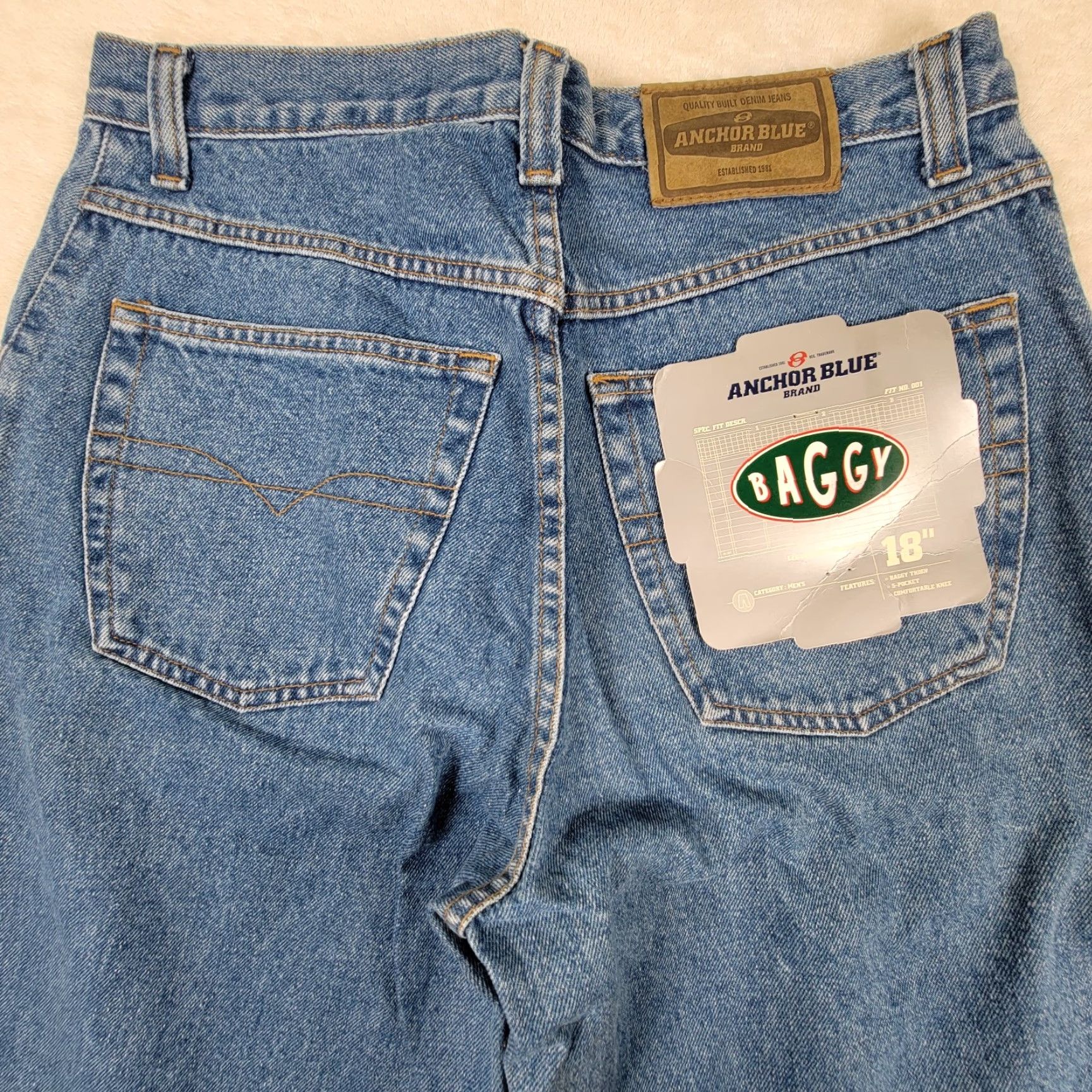 Anchor Blue VINTAGE Anchor Blue Jeans Baggy Denim 34x32 Mens Regular 5-Pocket Blue Cotton Denim Baggy Comfortable Knee 90s Size US 34 / EU 50 - 4 Thumbnail
