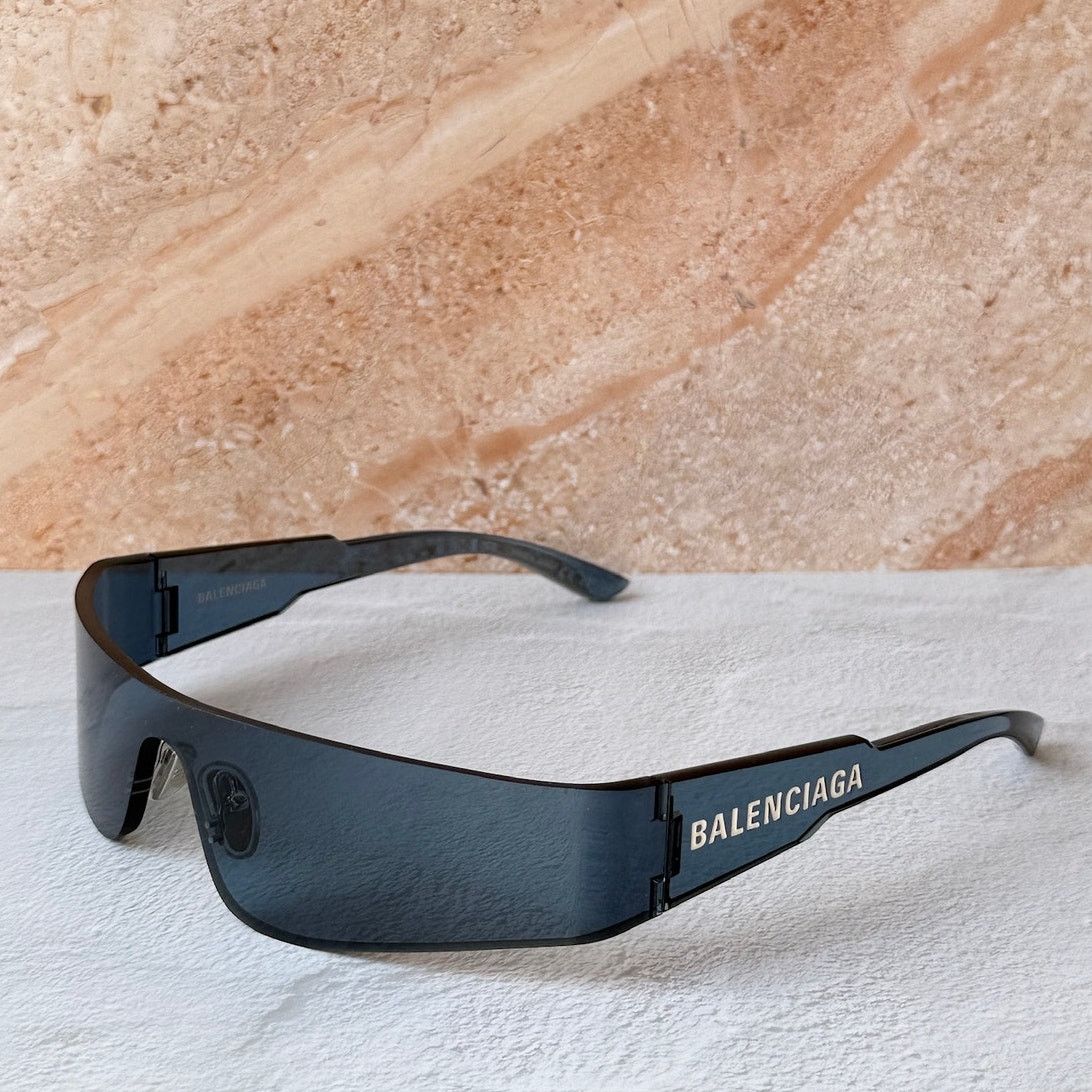 Balenciaga NEW Balenciaga BB0041S Blue Mirror Shield Sunglasses $575 Size ONE SIZE - 1 Thumbnail