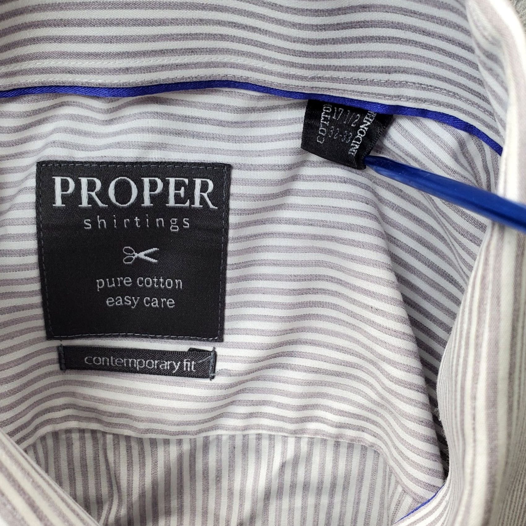 Propper PROPER Dress Shirt Men 17.5 Multi Easy Care Contemporary-Fit Button-Up Shirt Size 48R - 7 Thumbnail