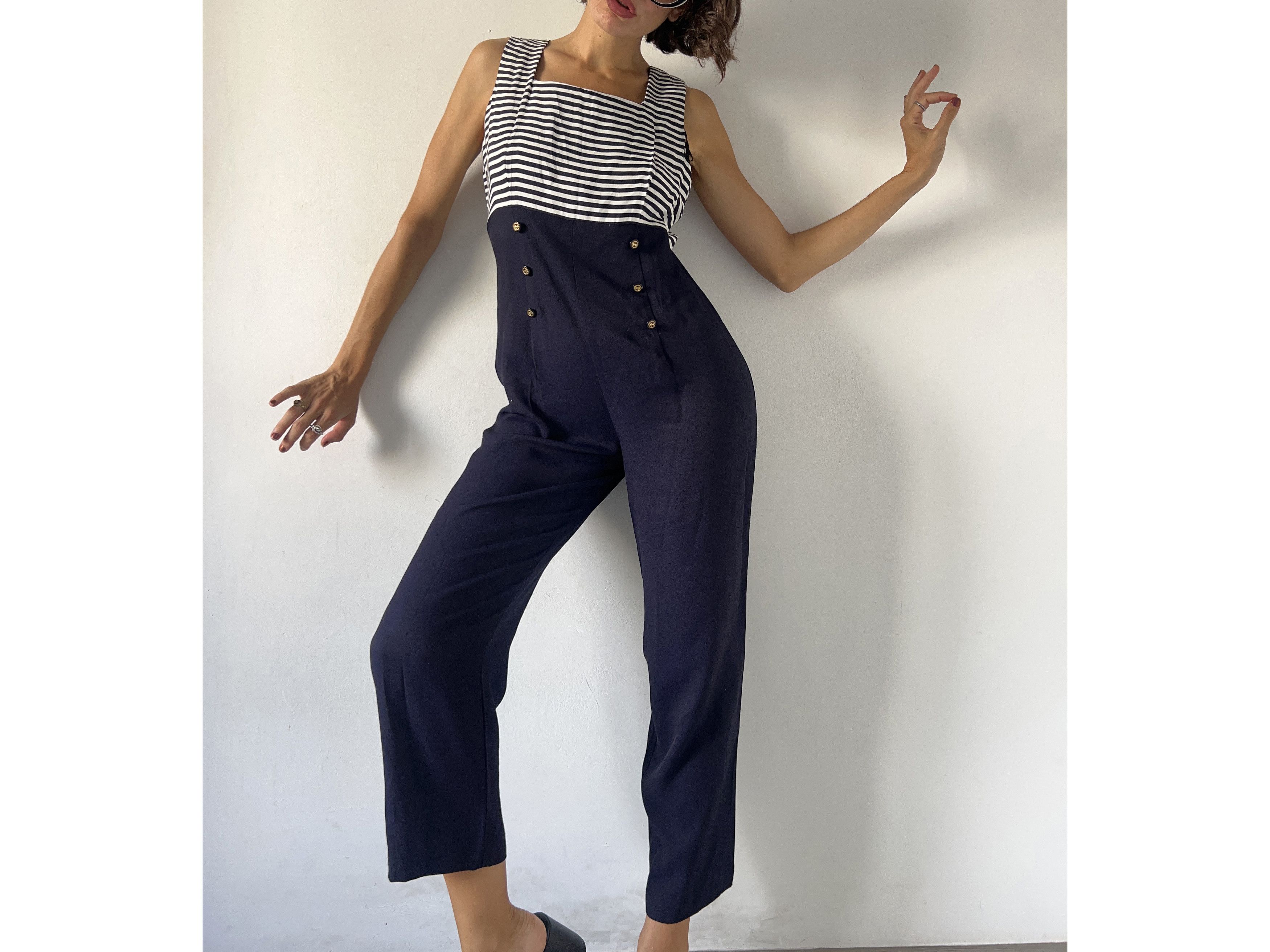 Vintage 80s Striped Jumpsuit