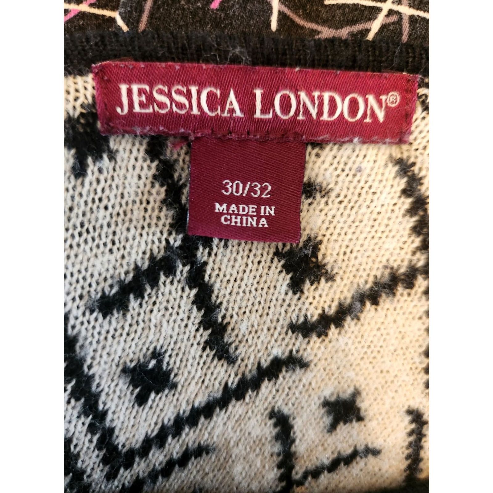Vintage Jessica London Black White Geometric Print Midi Sweater Dress 30/32 Plus Size 4XL / US 24-26 - 6 Thumbnail