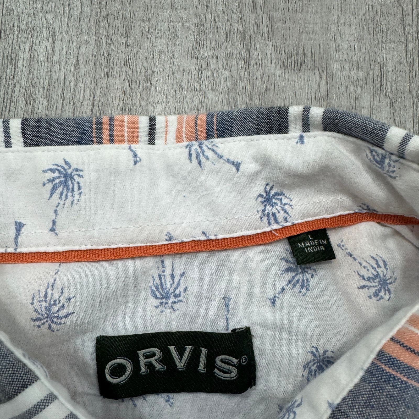 Orvis Orvis Short Sleeve Button Shirt Men's Large Gray Orange Size US L / EU 52-54 / 3 - 4 Thumbnail