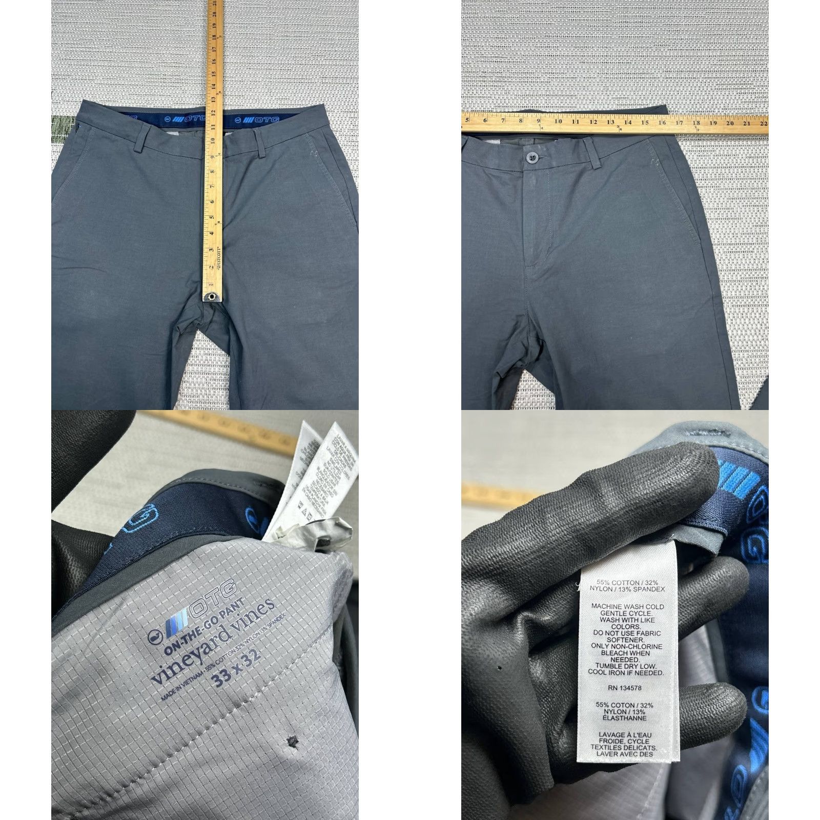 Vineyard Vines Vineyard Vines OTG On The Go Performance Pants Mens 33 Gray Cotton Straight Leg Shirt? Size US 33 - 8 Thumbnail