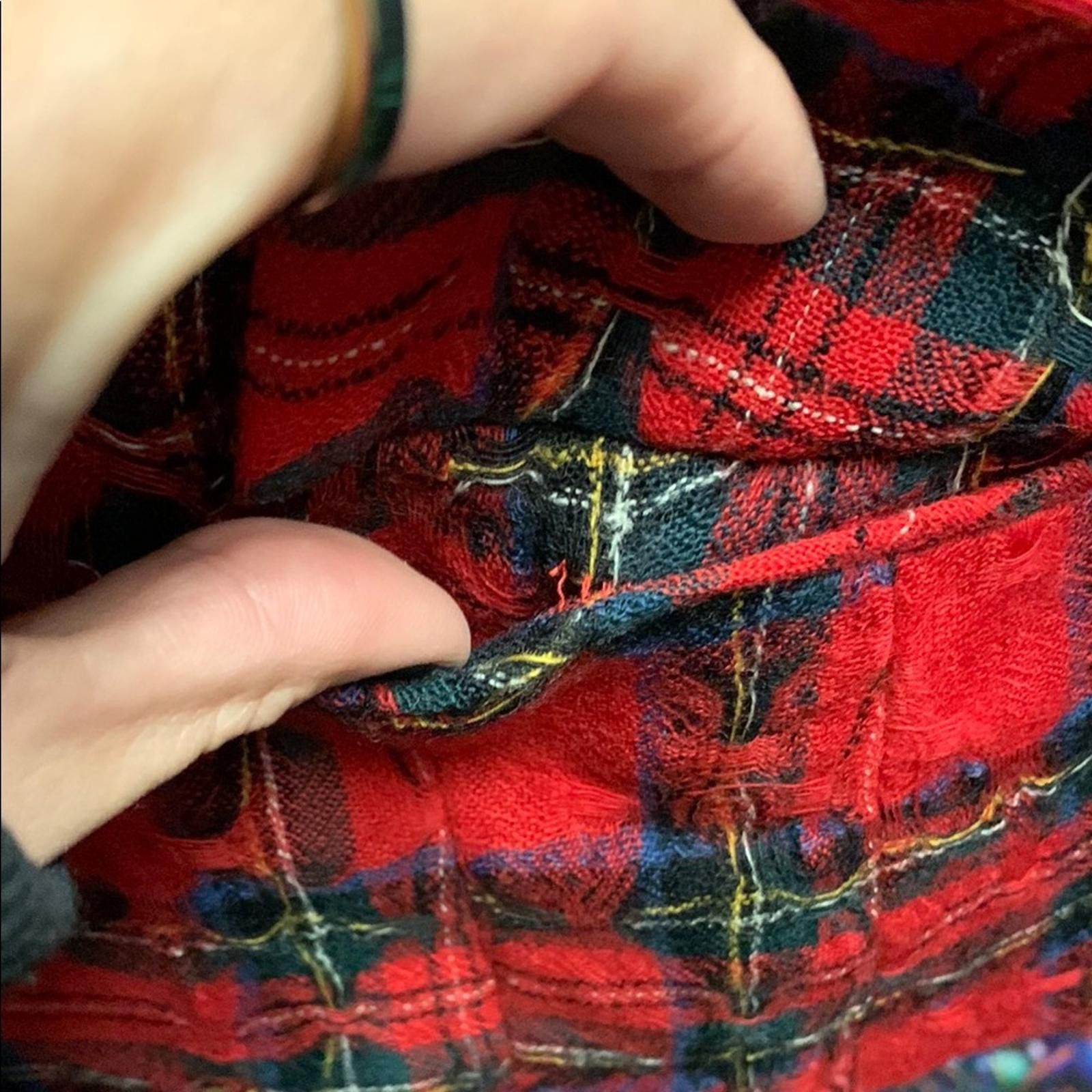 Designer Bold Red Plaid Blazer Size L / US 10 / IT 46 - 3 Thumbnail