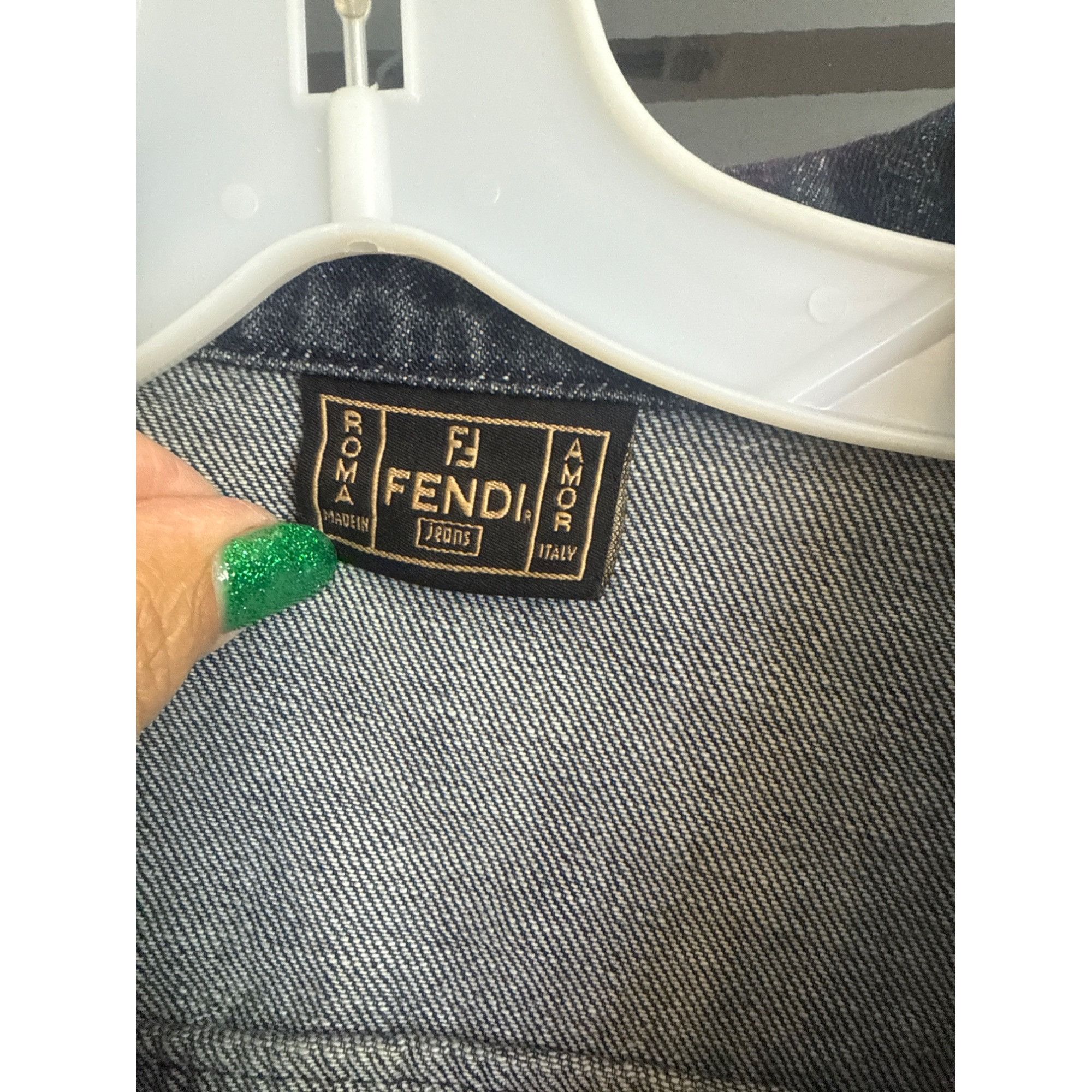 Fendi Fendi Womens Ombre Denim Jacket Pink & Black Gradient snaps Size M / US 6-8 / IT 42-44 - 3 Thumbnail