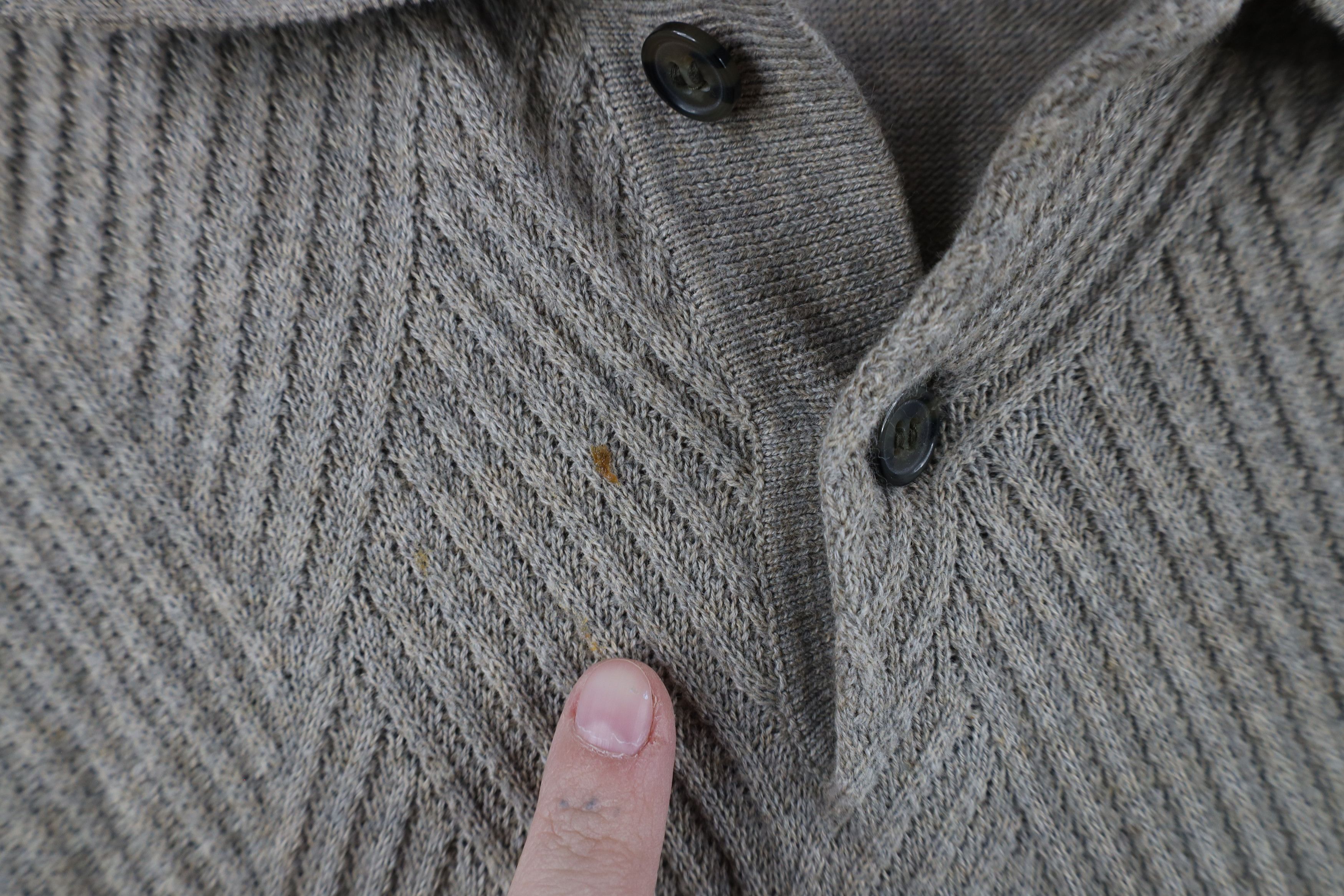 Vintage Vintage 90s Streetwear Knit Diamond Long Sleeve Polo Beige Size US L / EU 52-54 / 3 - 4 Thumbnail