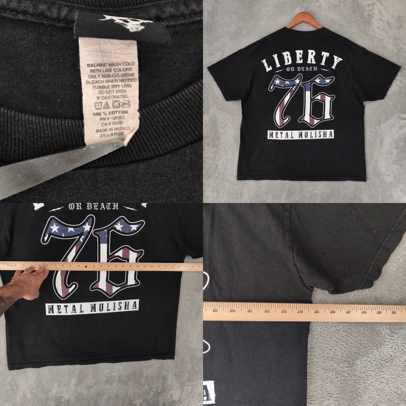 Metal Mulisha Vtg Metal Mulisha T Shirt Mens 2XL XXL Black Short Sleeve USA Flag Skate Grunge Size US XXL / EU 58 / 5 - 8 Thumbnail