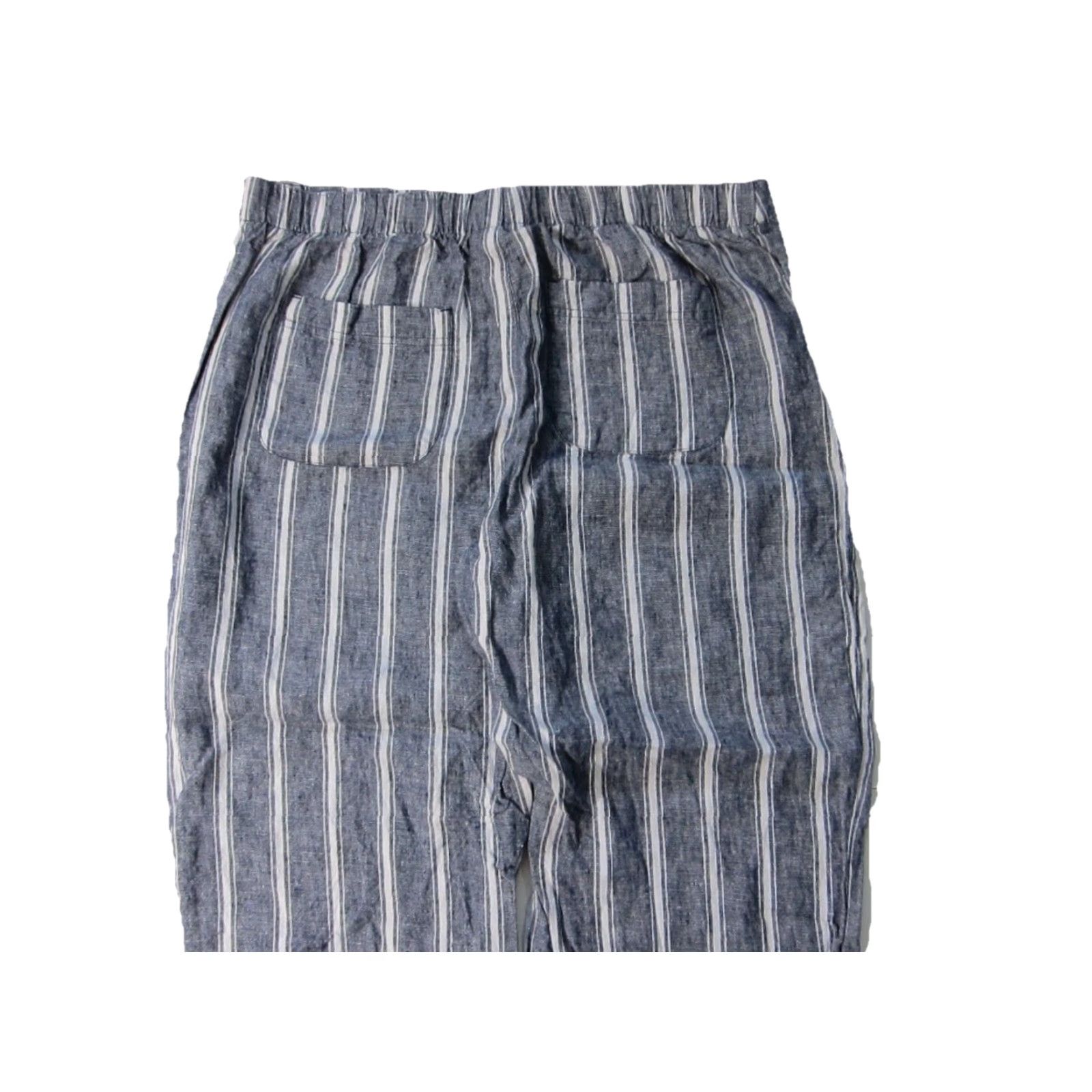 Vintage Chico's 100% Linen Blue White Stripe Wide Leg Casual Comfort Pant Women 2.5/14 Size 36" / US 14 / IT 50 - 5 Thumbnail