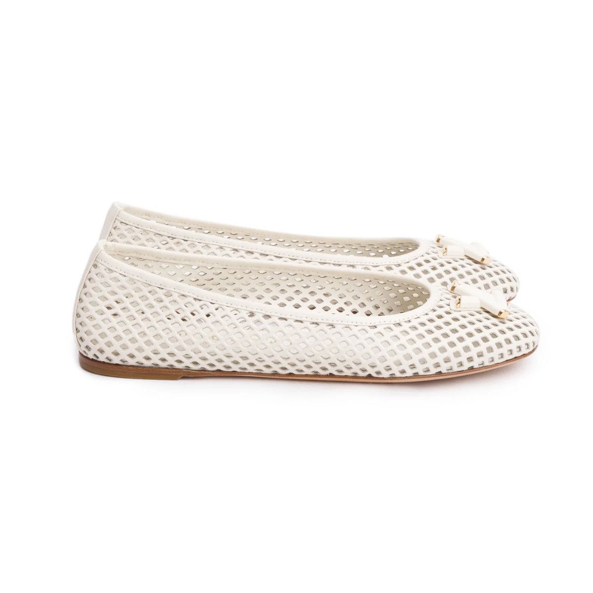 Louis Vuitton LOUIS VUITTON White Perforated Calf Leather Shake Flat Size US 6 / IT 36 - 3 Thumbnail