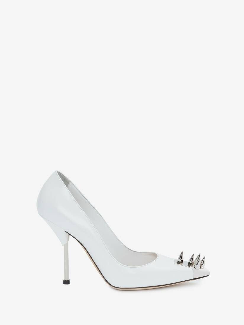 Alexander McQueen o1w1db10925 Punk Stud Pump in White/Silver Size US 6.5 / IT 36.5 - 1 Thumbnail