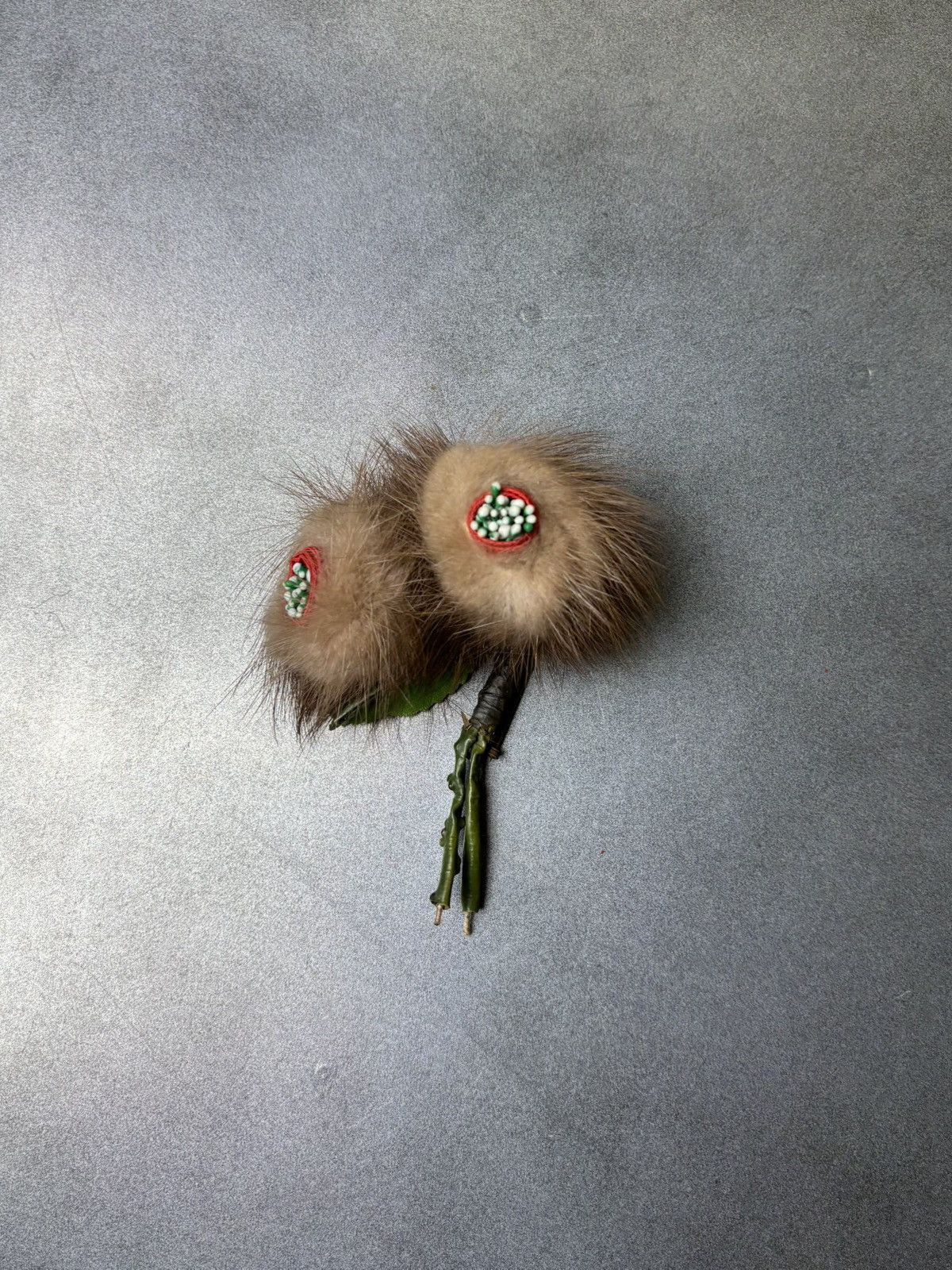 Vintage True Vintage Fur Brooch Vintage Mink Collar Pin Wire Flower Size ONE SIZE - 2 Thumbnail