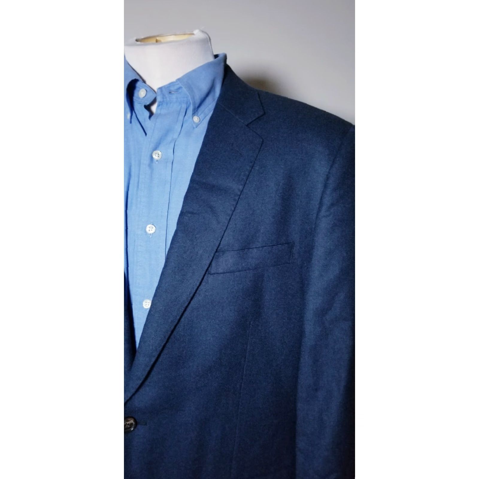J.Crew J Crew Blazer Shirt Wool Flannel Blue 44R VBC J.CREW Notch Lapel Single-Breasted Two-Button Regular Mens Blazer Jacket Size 44R - 3 Thumbnail