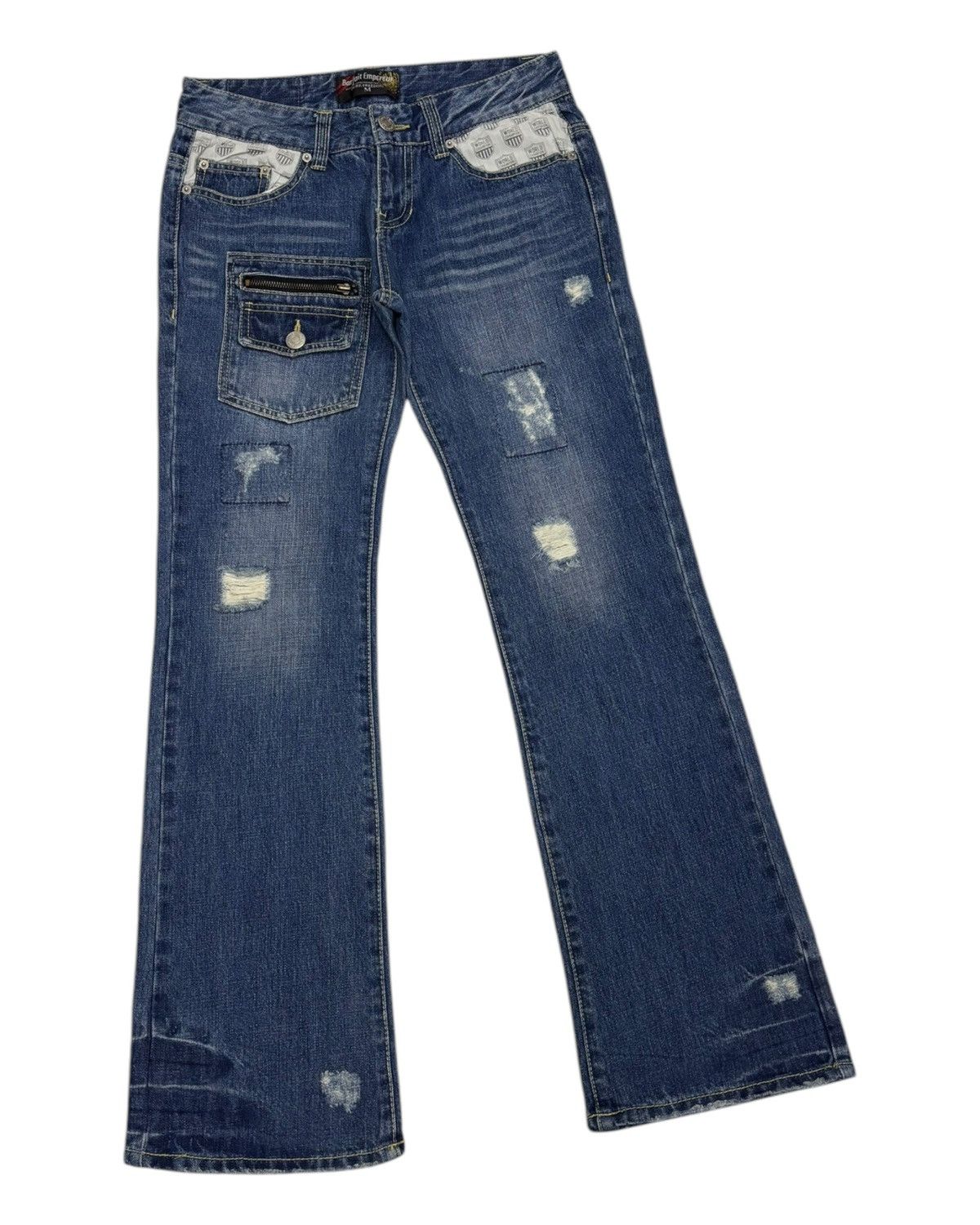 GOSTAR DE FUGA × Hysteric Glamour × Japanese Brand Y2K Barfait Empereur Flare Jeans Patchwork Japanese Denim Size US 30 / EU 46 - 3 Thumbnail