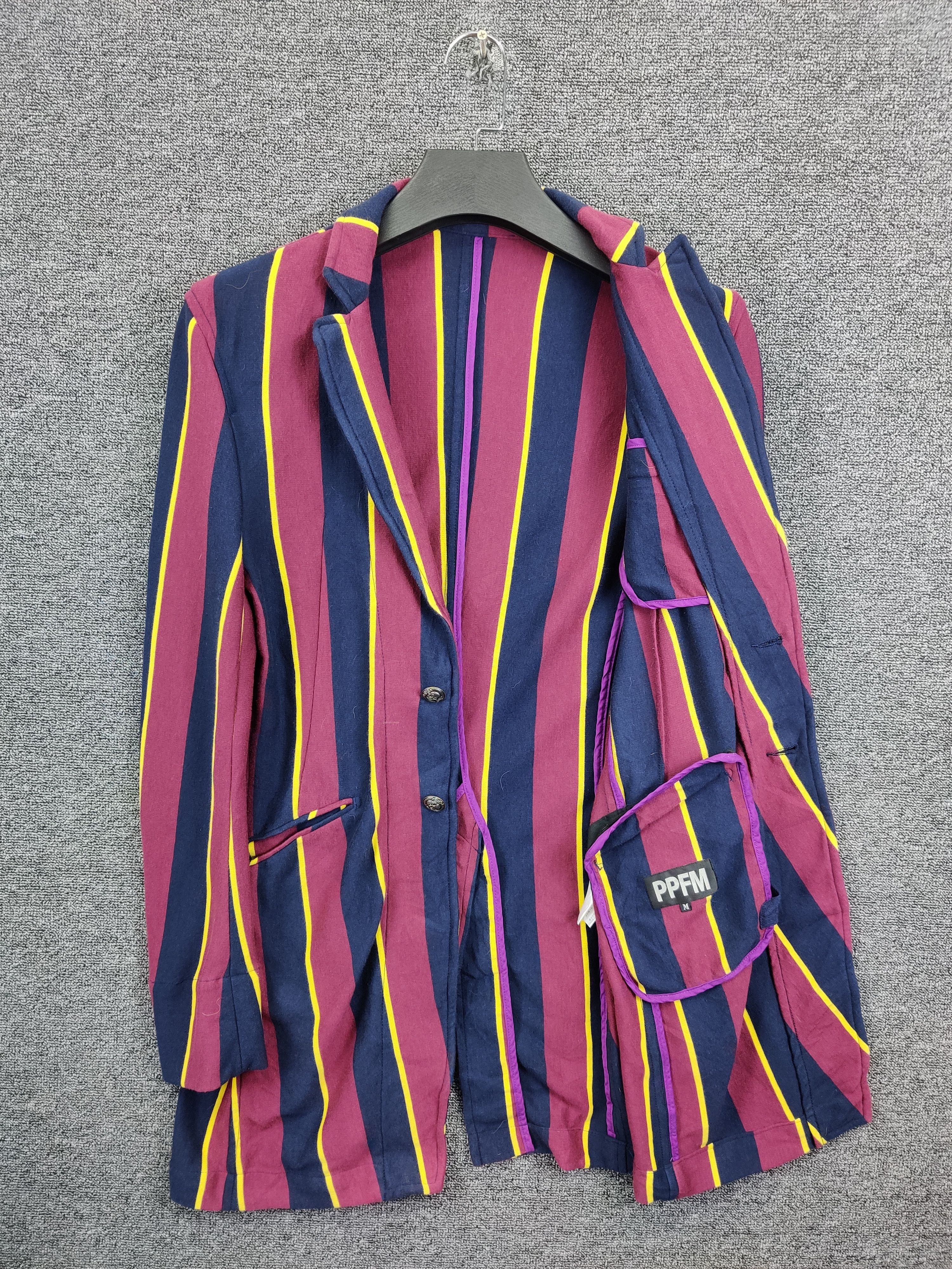 PPFM Vintage 90s PPFM Stripe Bondage Long Coat Size US M / EU 48-50 / 2 - 6 Thumbnail