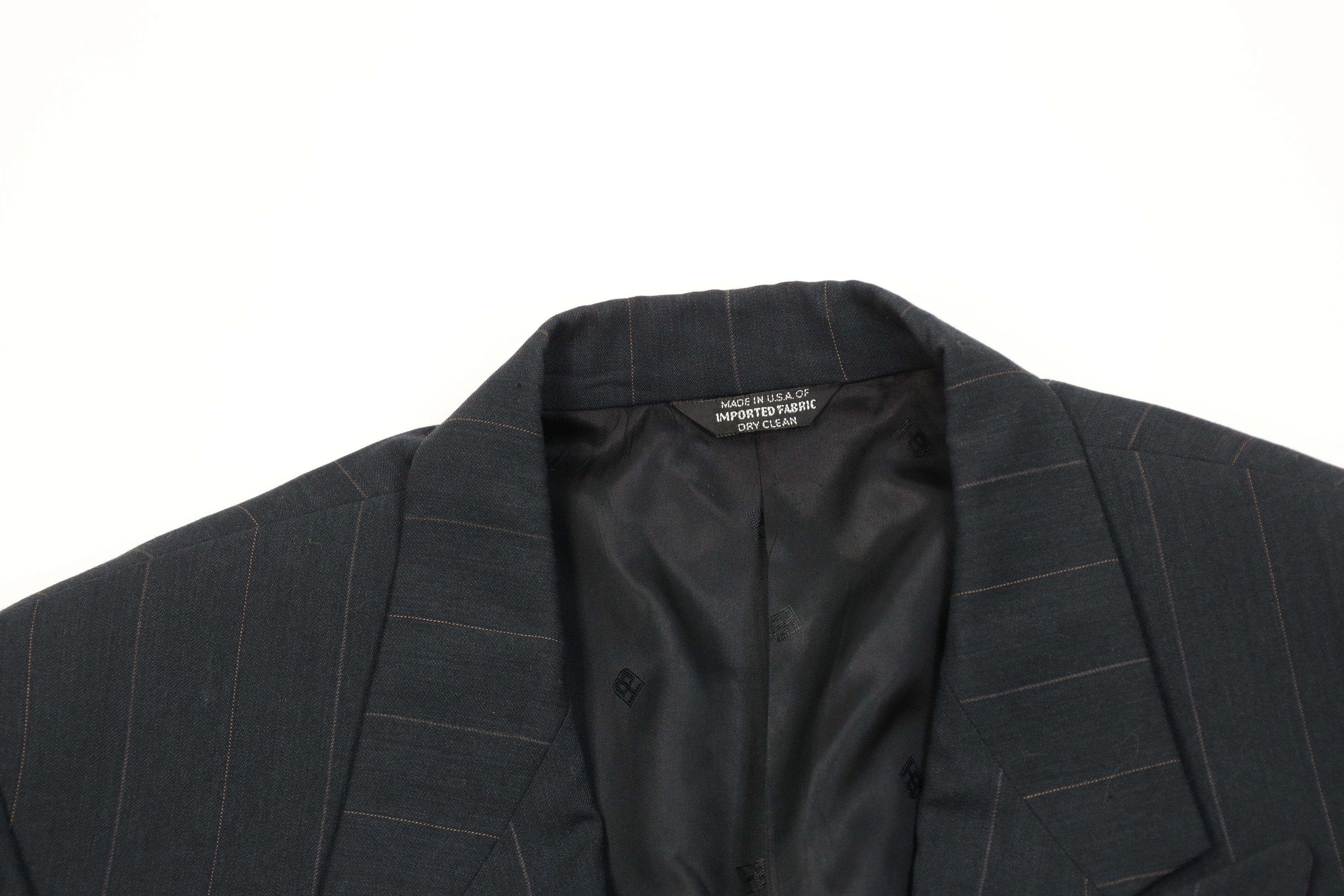 Vintage Vintage 80s Distressed 2 Piece Double Breasted Striped Suit Size 42L - 3 Thumbnail