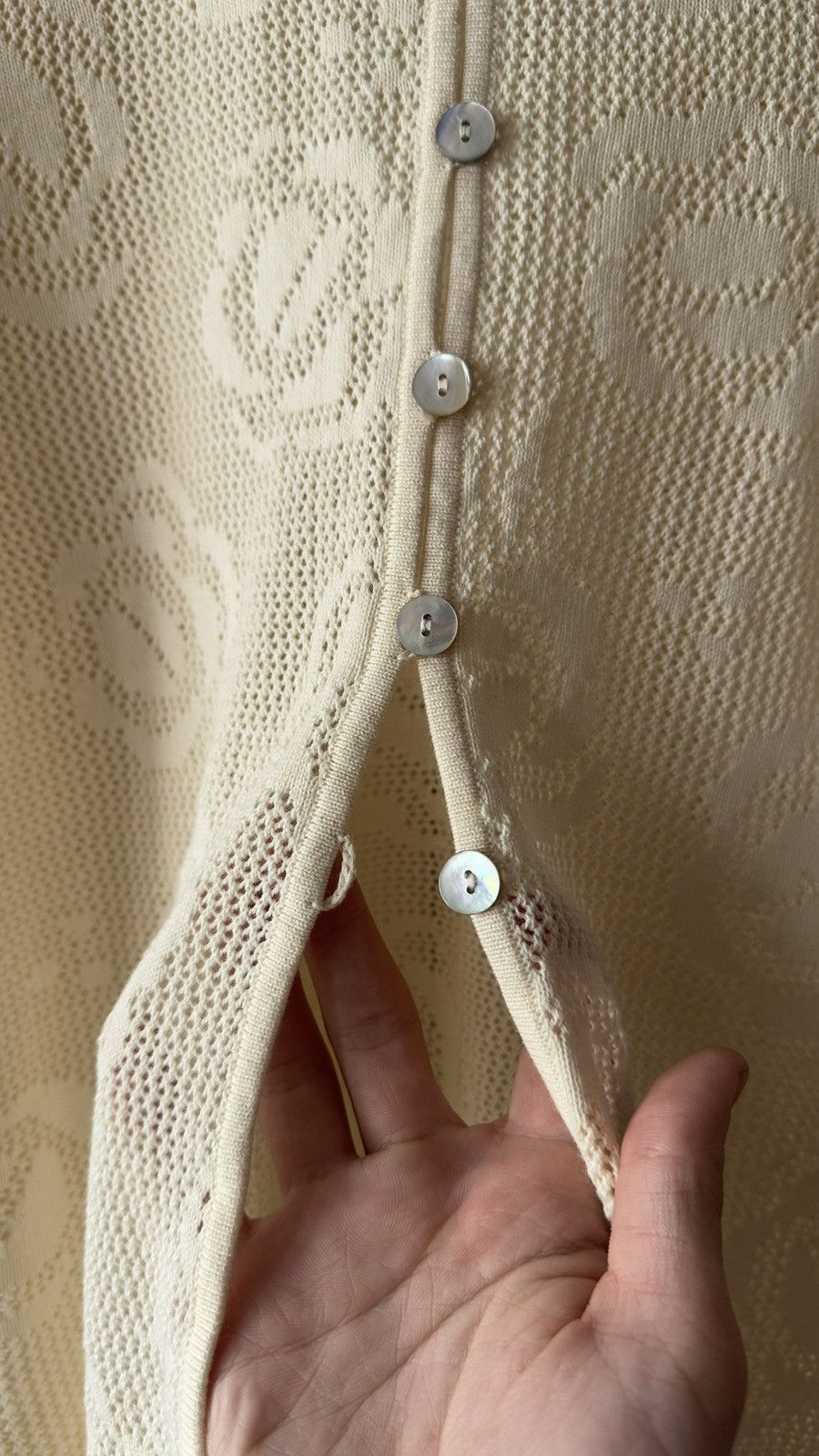 Gudrun Sjoden Gudrun Sjödén Pointelle Floral Knit Cardigan Organic Cotton Size L / US 10 / IT 46 - 5 Thumbnail