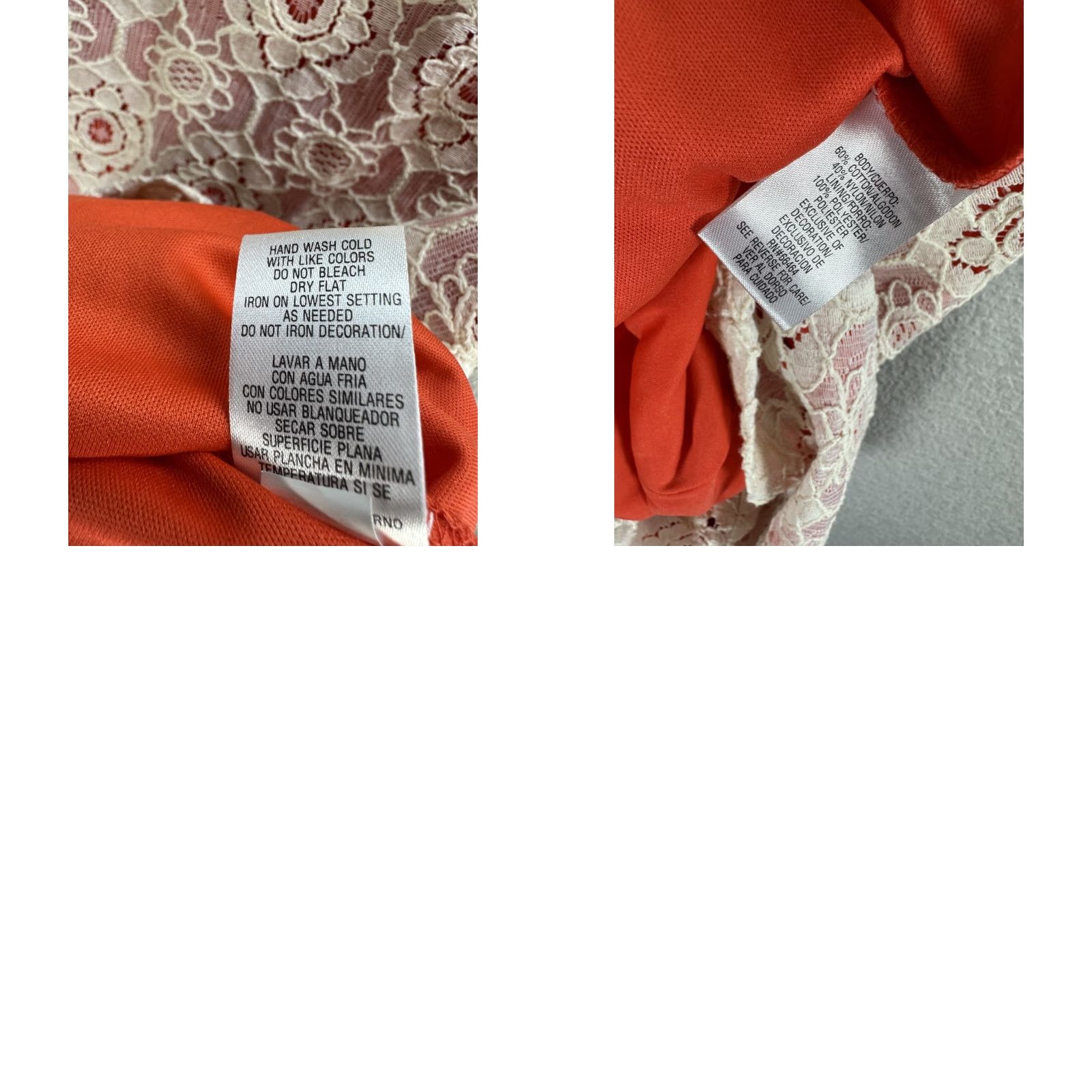 Vintage Sandra Darren White Orange Lace Mini Dress Embroidered Stoned Pearls Sz 6 NWT Size M / US 6-8 / IT 42-44 - 8 Thumbnail