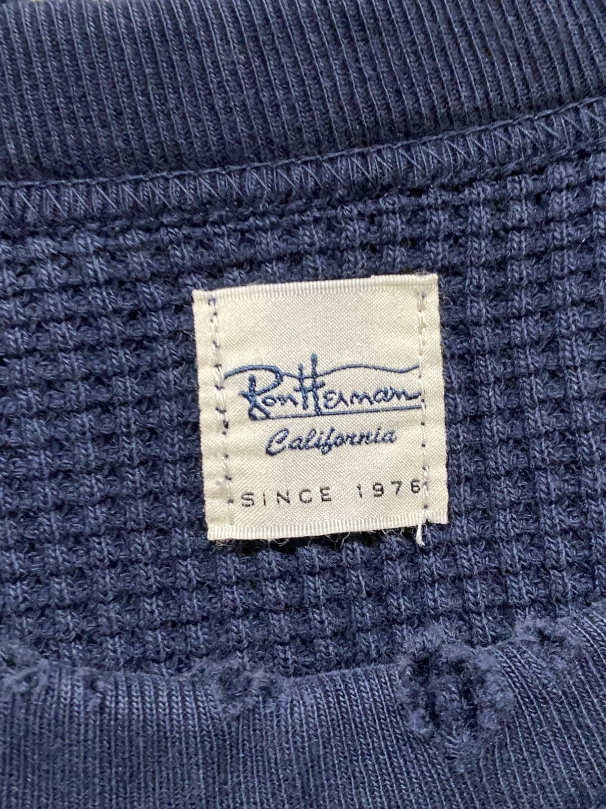 Ron Herman Distressed Navy Waffle Knit Thermal Size US L / EU 52-54 / 3 - 3 Thumbnail