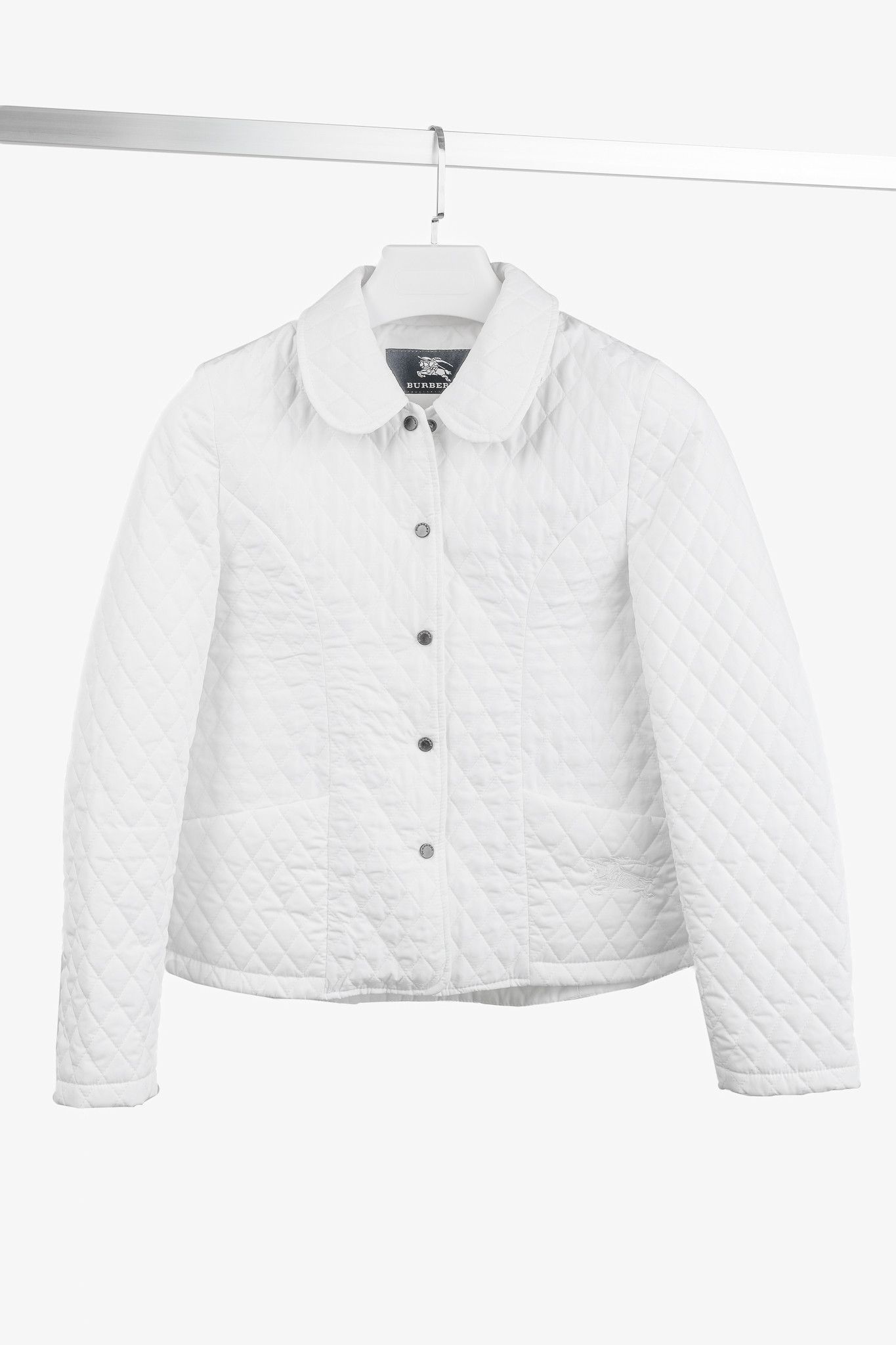 Burberry Burberry White Quilted Snap-Closure Peter Pan Collar Jacket Size XS / US 0-2 / IT 36-38 - 1 Thumbnail