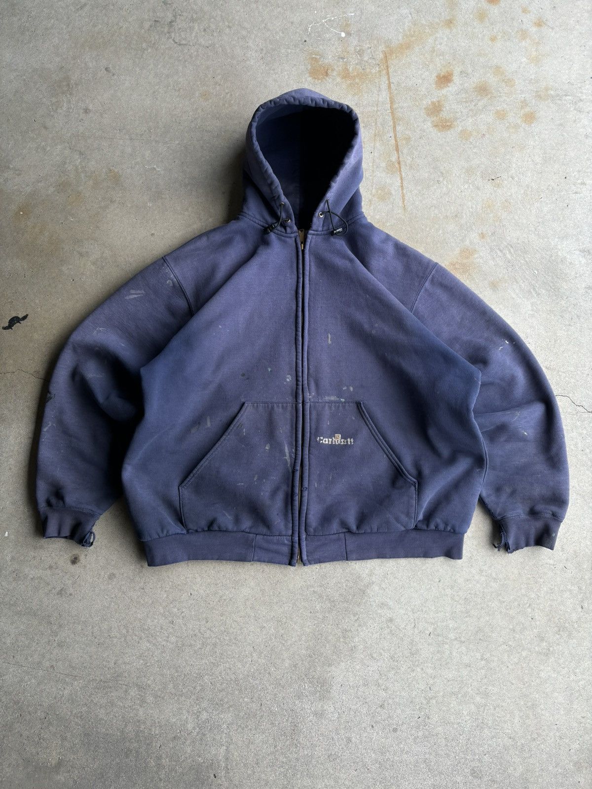 Carhartt Crazy Carhartt Vintage Thermal Navy Distressed 90s ZipHoodie Size US XL / EU 56 / 4 - 1 Thumbnail