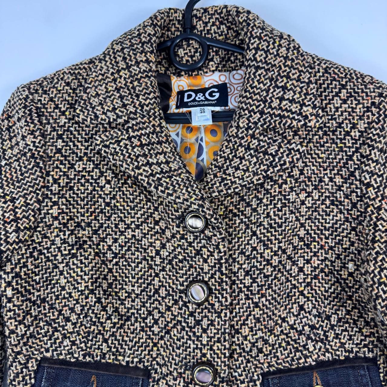 Dolce & Gabbana Dolce & Gabbana Tweed Denim Jacket Cropped Designer Women 40 Size S / US 4 / IT 40 - 2 Thumbnail