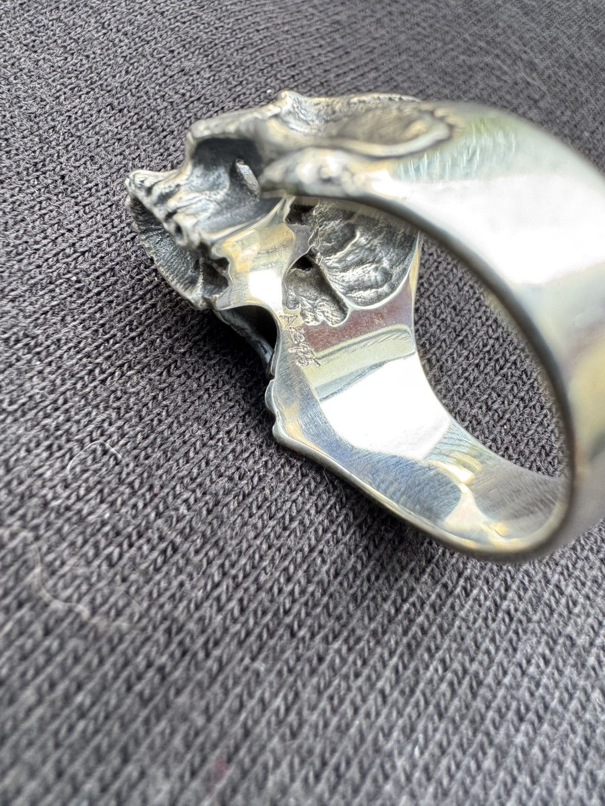 Other Ape Object Sterling Silver Skull Ring - Half-Jaw Design Size ONE SIZE - 5 Thumbnail