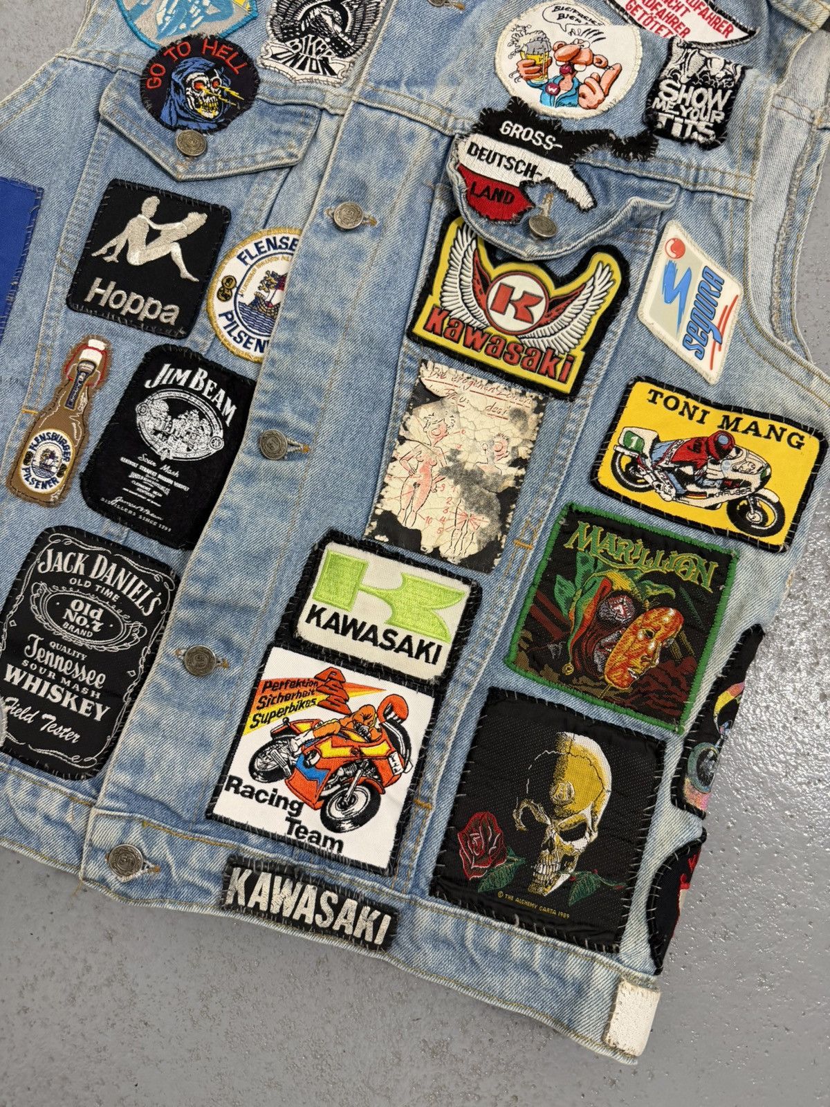 Vintage Biker Gang 80s 51States Cut Embroidered Studded Patched Vest Size US L / EU 52-54 / 3 - 2 Thumbnail