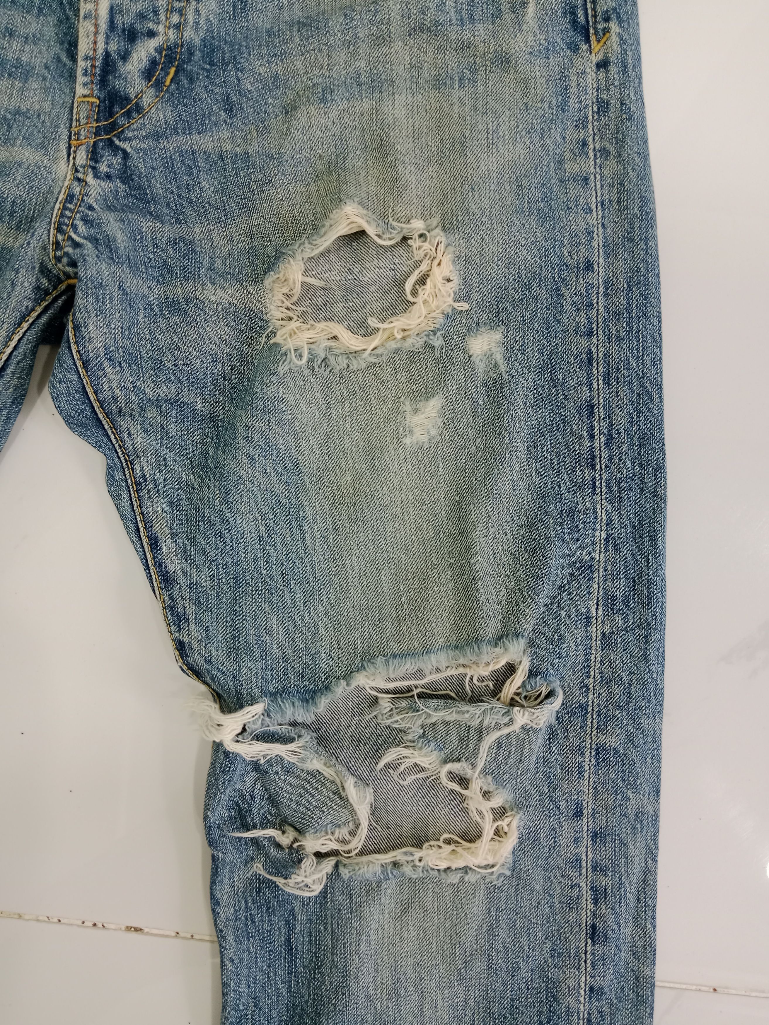 Japanese Brand The Stooge & Co Distressed Jeans Blue Denim Size US 31 - 8 Thumbnail